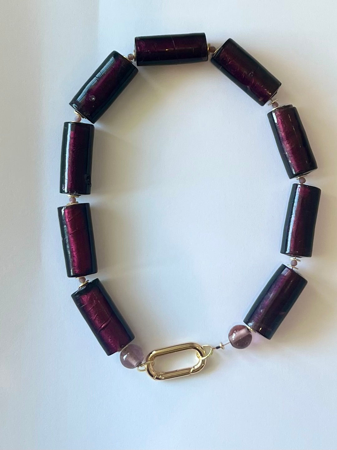 Purple Glass Barrel Necklace