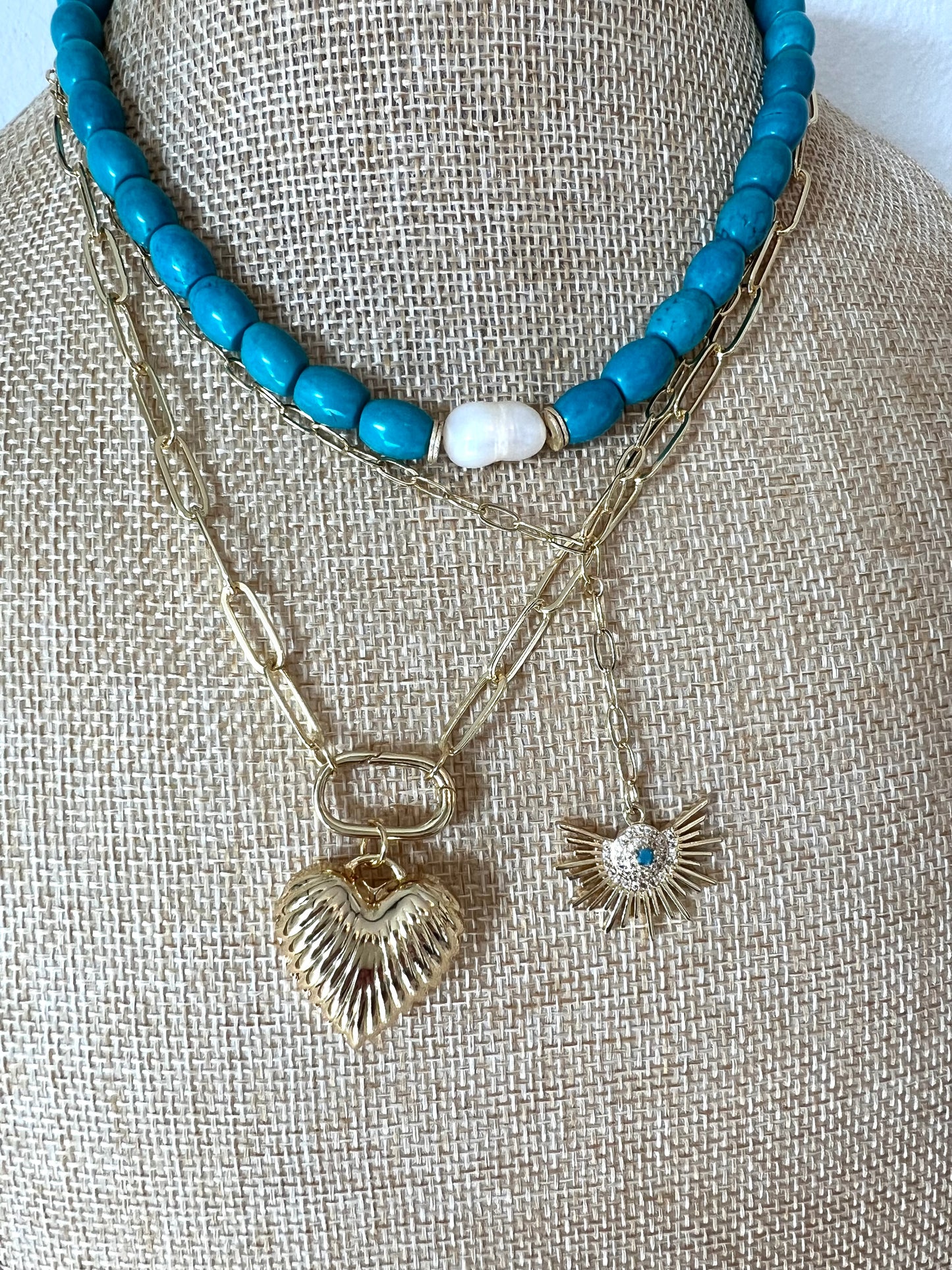 Fluted Puffy Heart Necklace