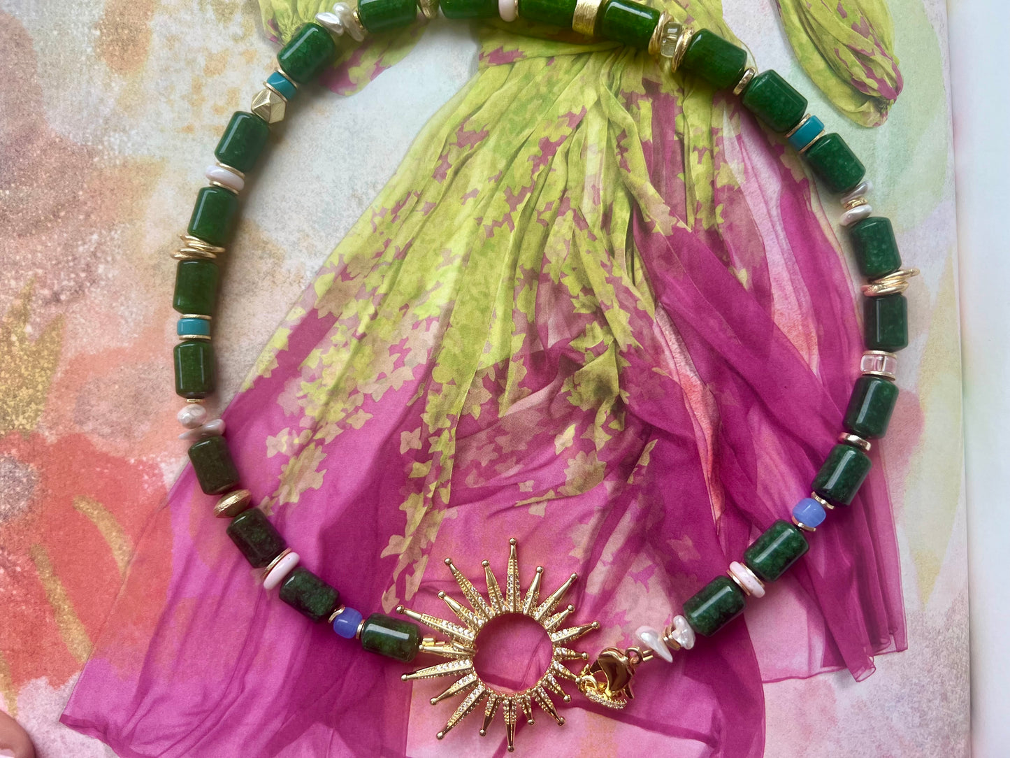 Barrel Bead Statement Necklace