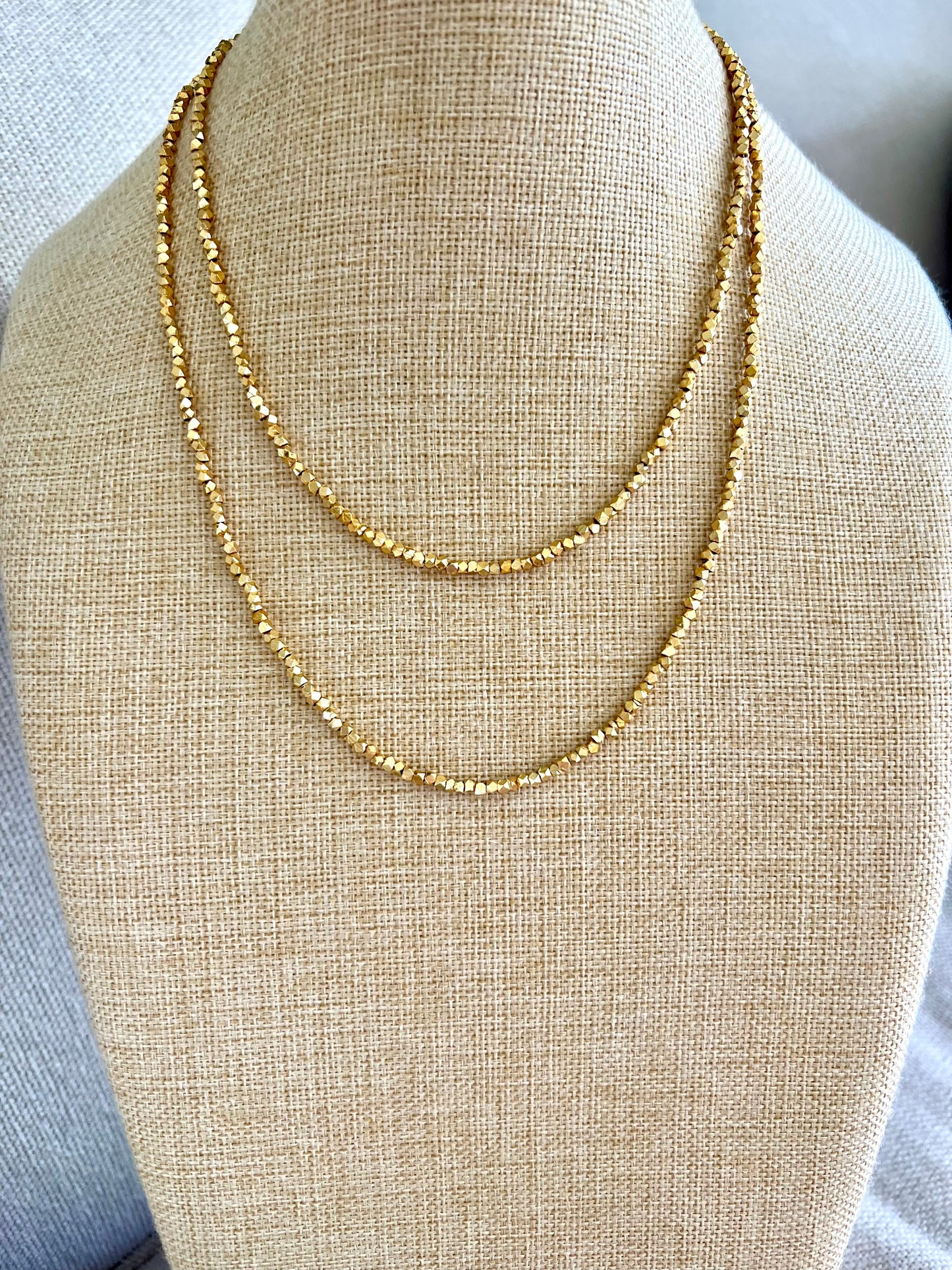 Gold Faceted Bead Necklace