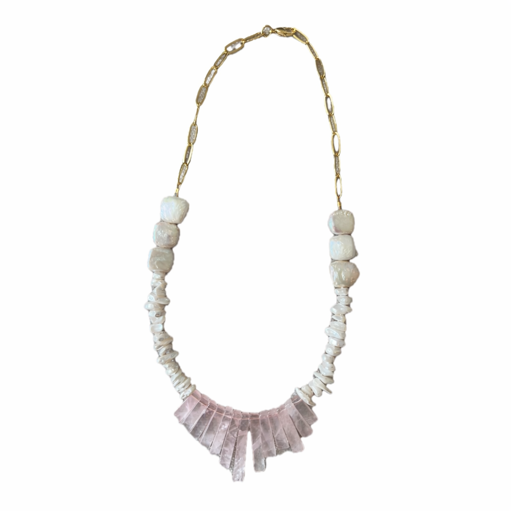 Fringe Gemstone Collar Necklace