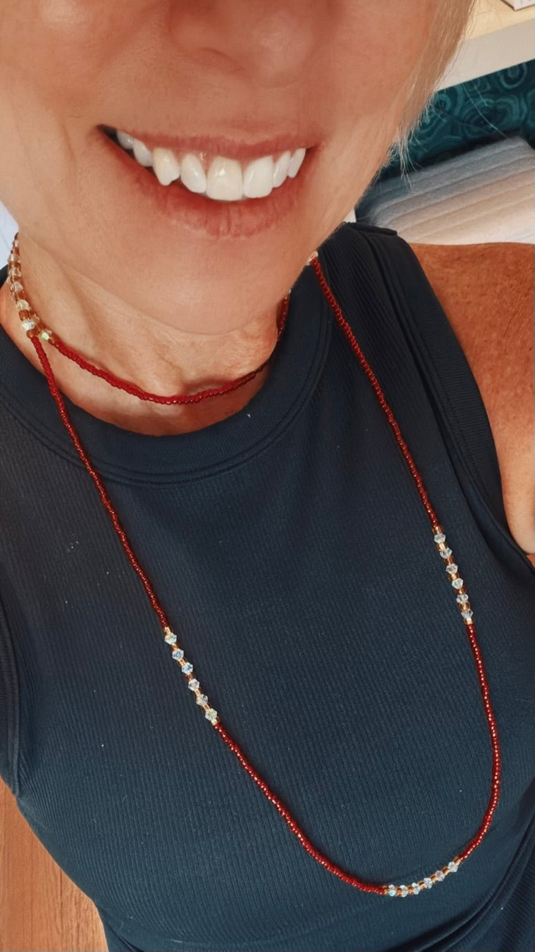 Red Beaded Long Layer