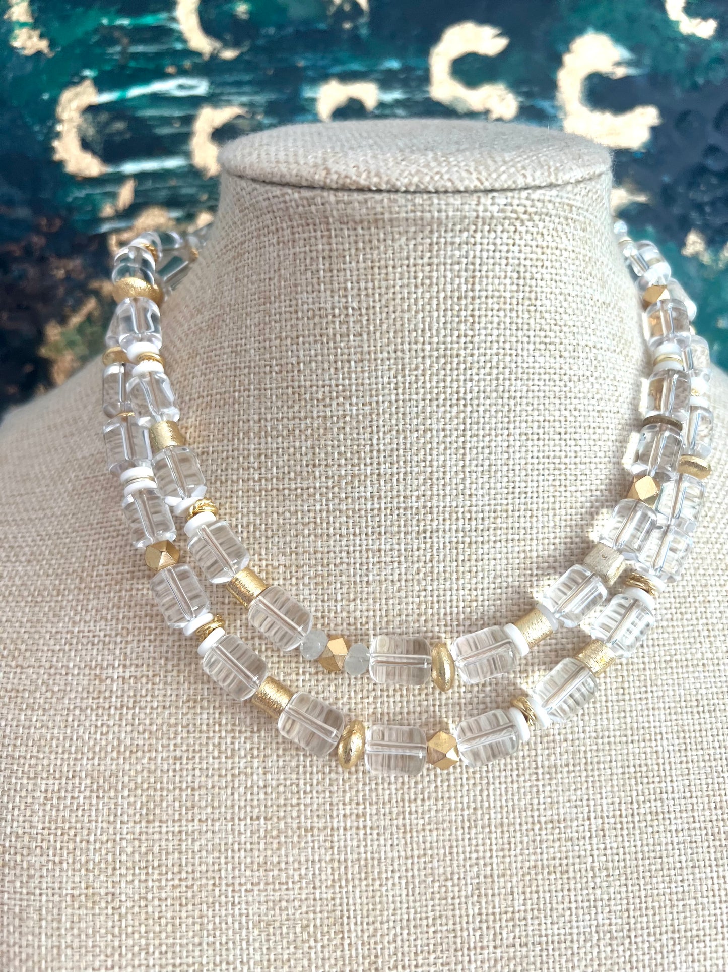 Clear Quartz and Gold Necklace
