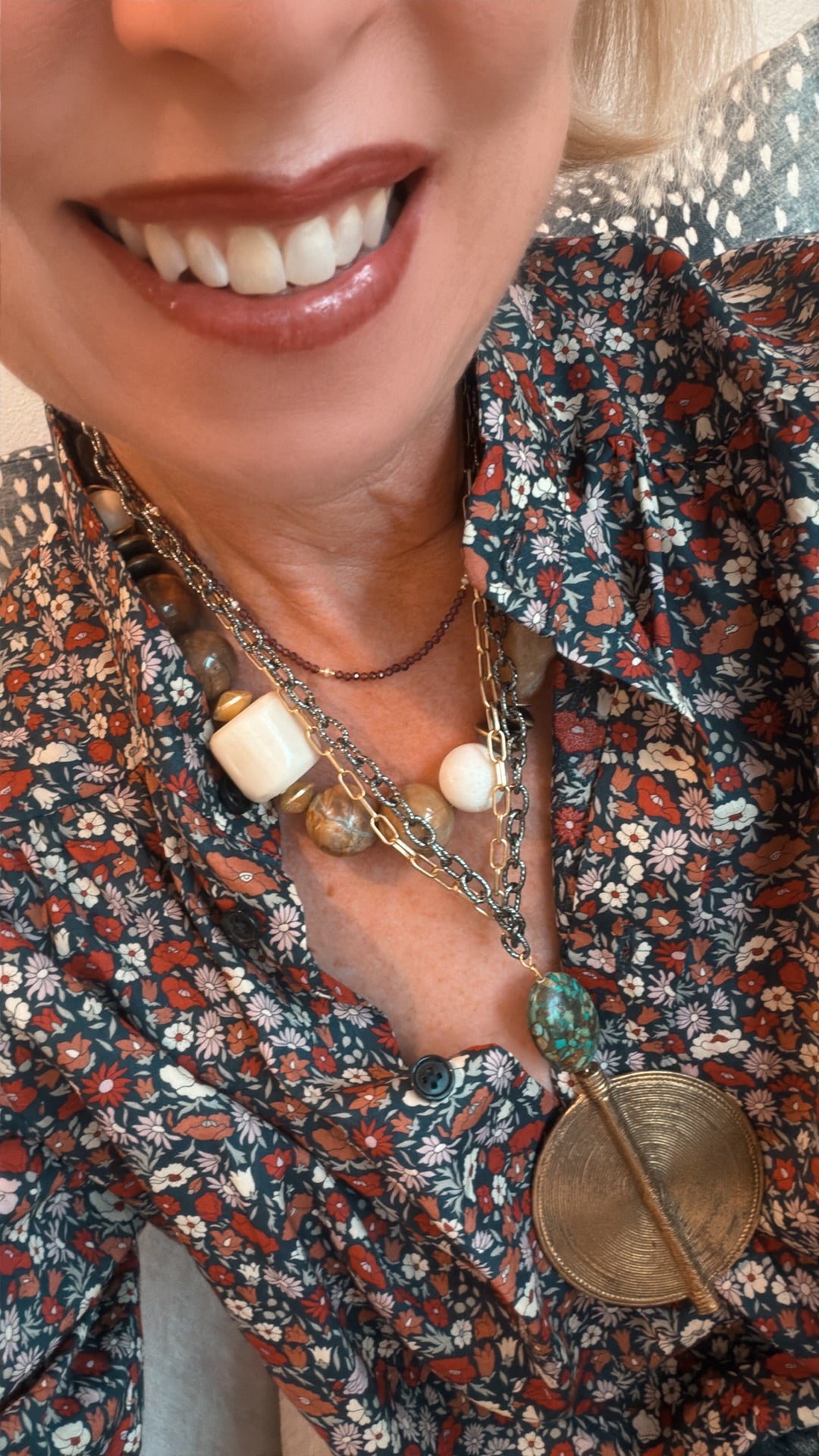 Fossil Bead Mix Necklace