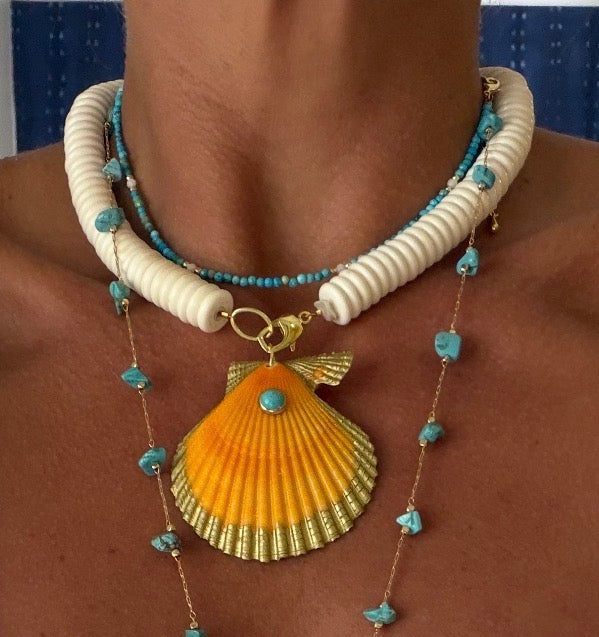 White Bead Orange Shell
