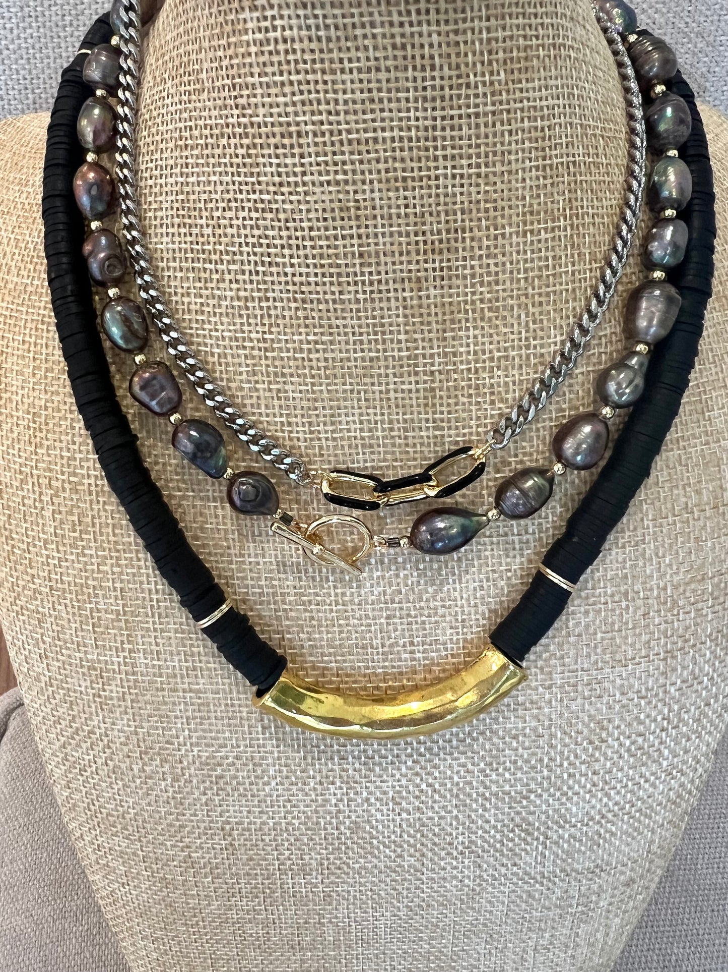 Mixed Metal Enamel Necklace