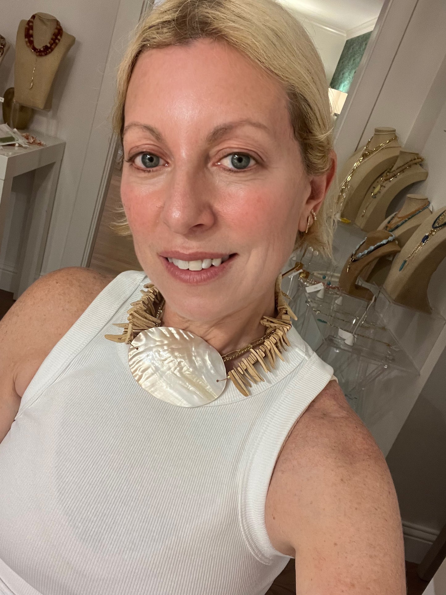 Coconut Shell Spike Pearl Necklace