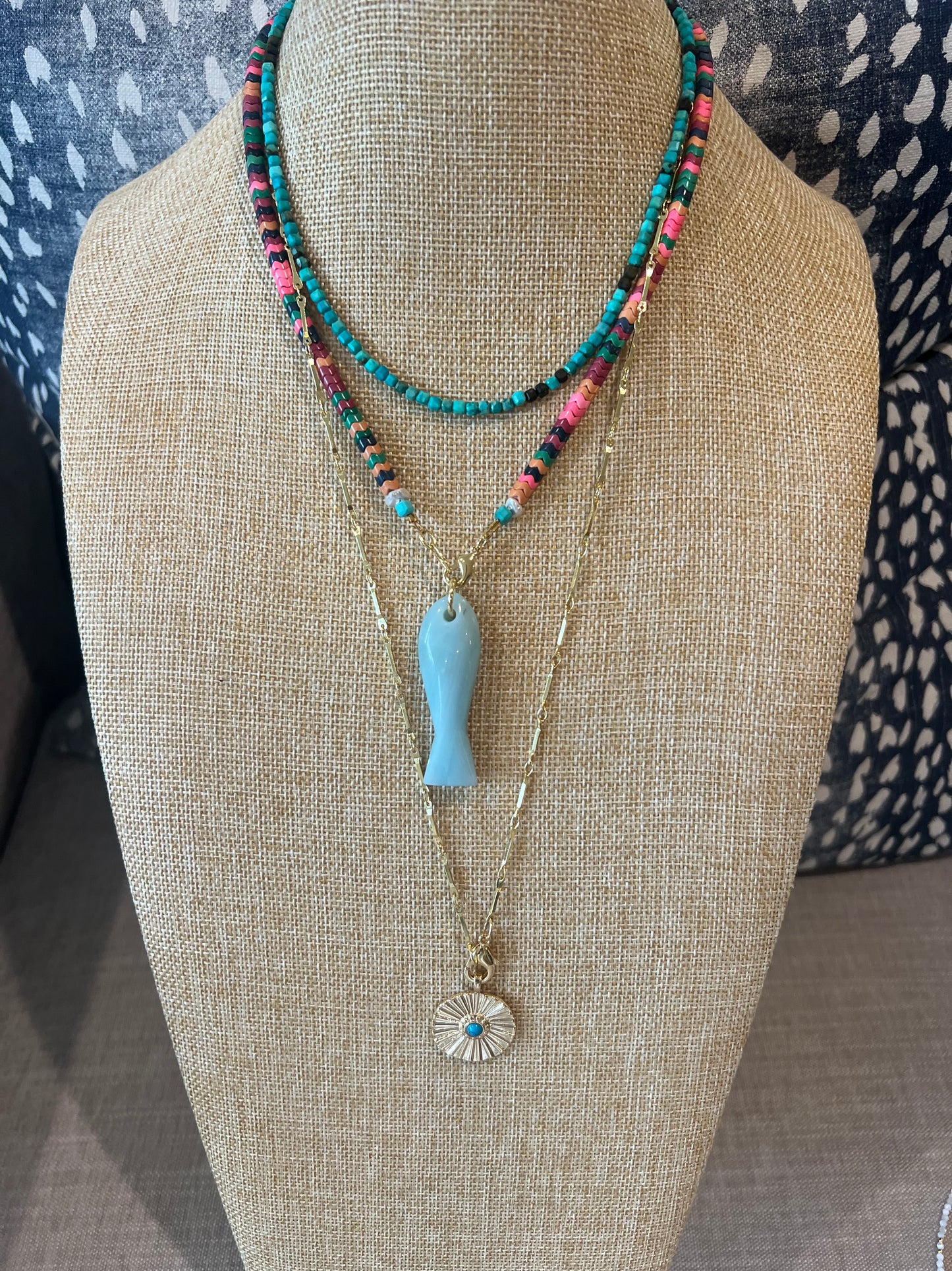 Multicolor Agate Snake Necklace