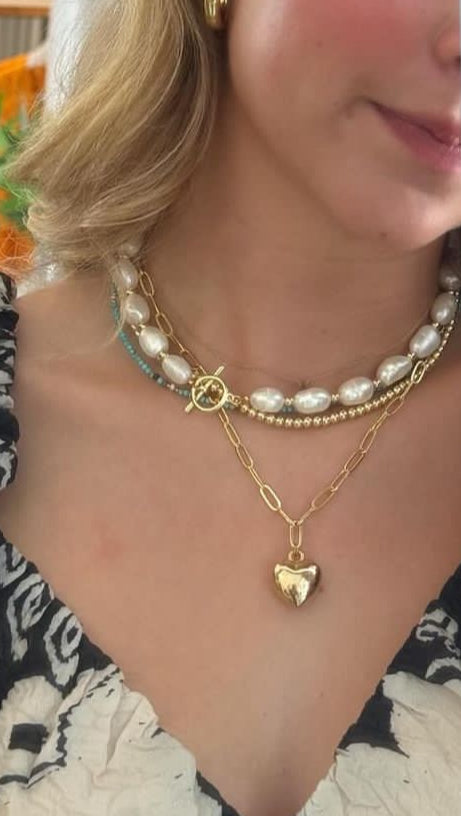 Gold Puffy Heart Necklace