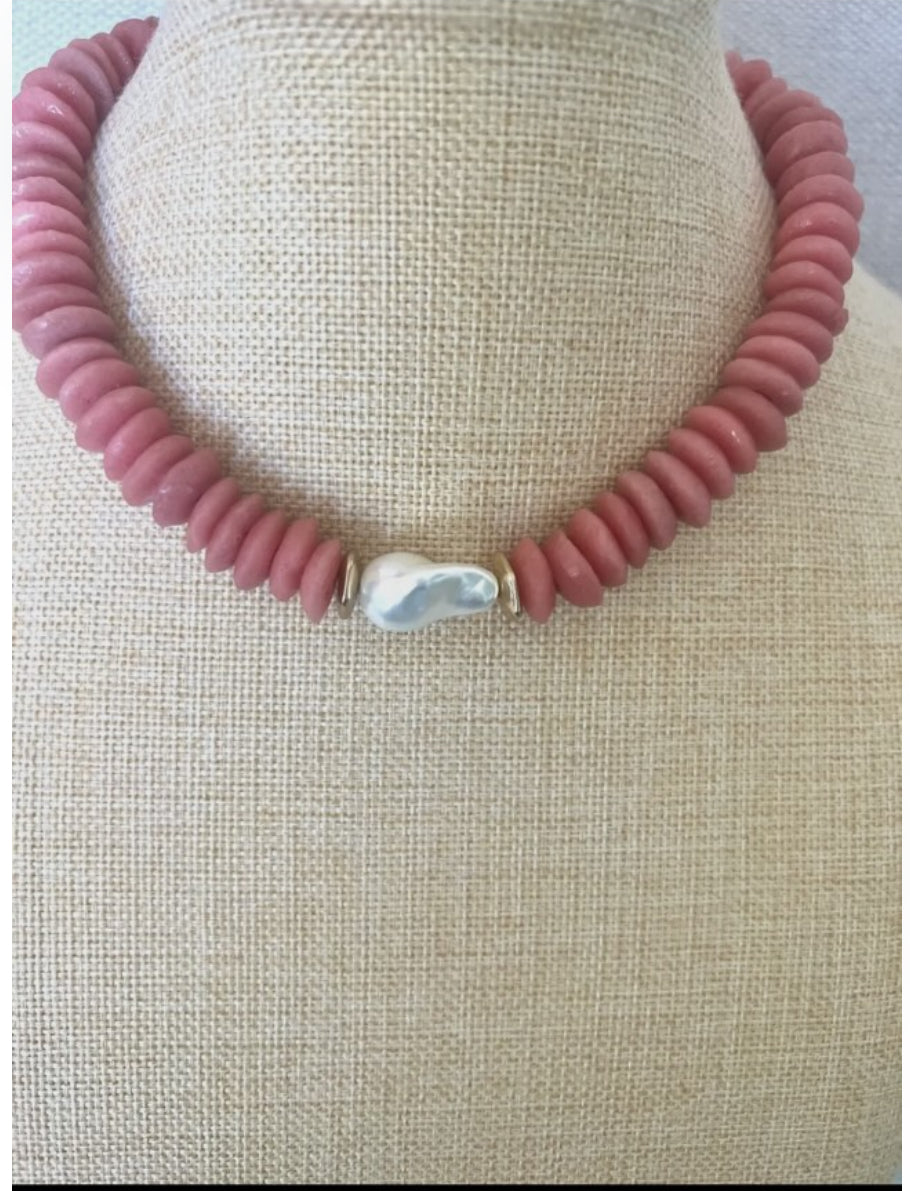 Seaglass and Pearl Necklace