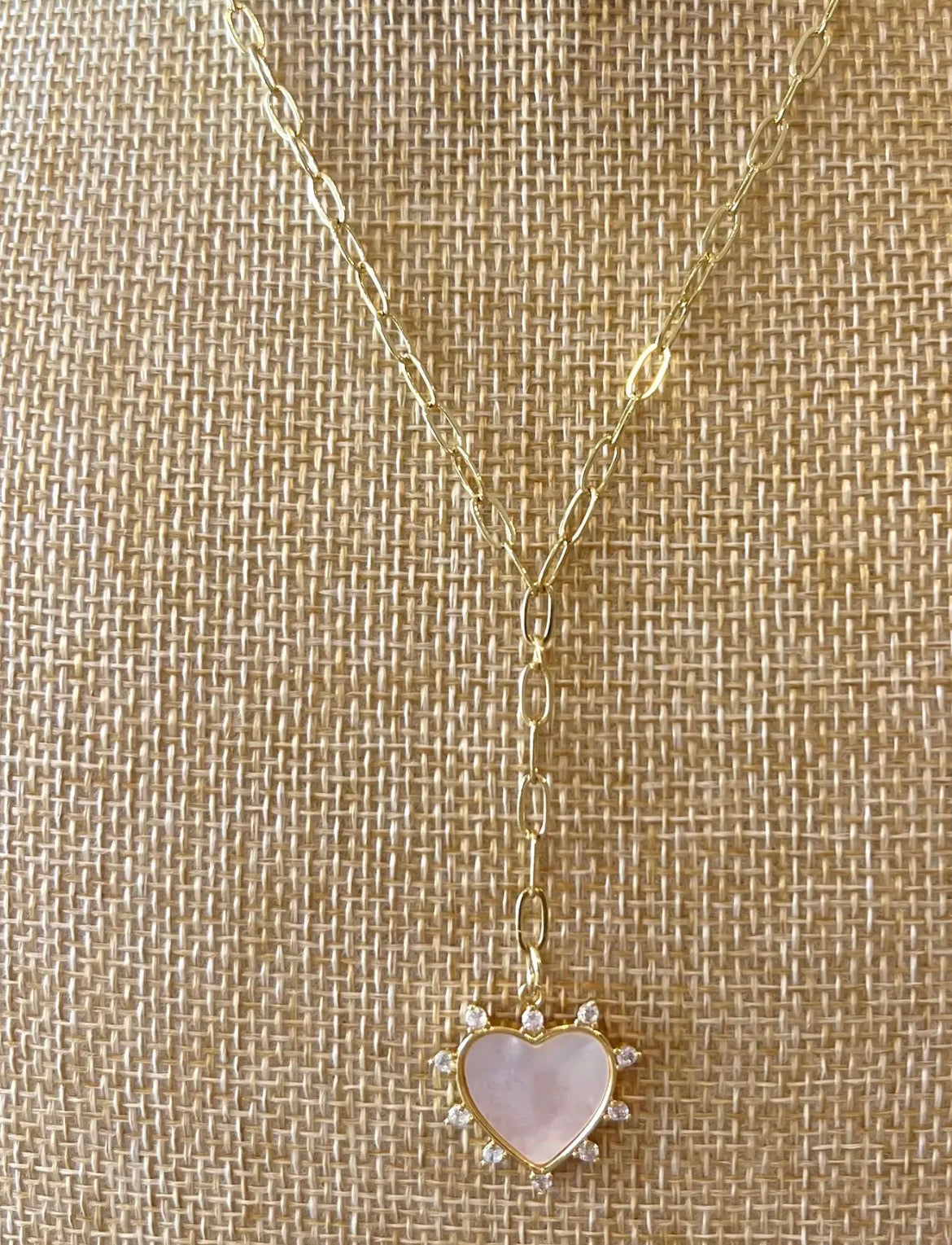 Mother of Pearl CZ Spike Heart Necklace