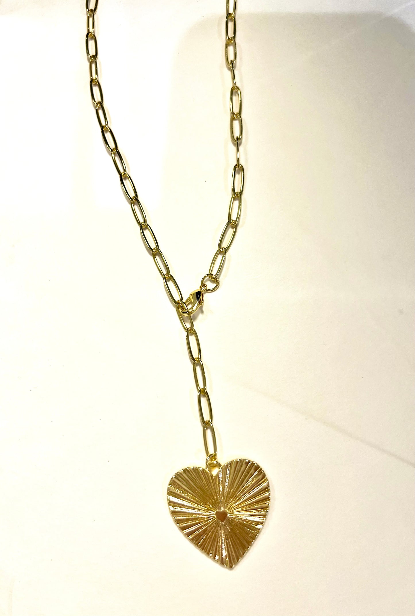 Fluted Gold Heart Necklace