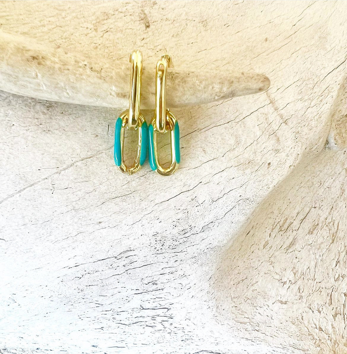 Turquoise enamel Hoop