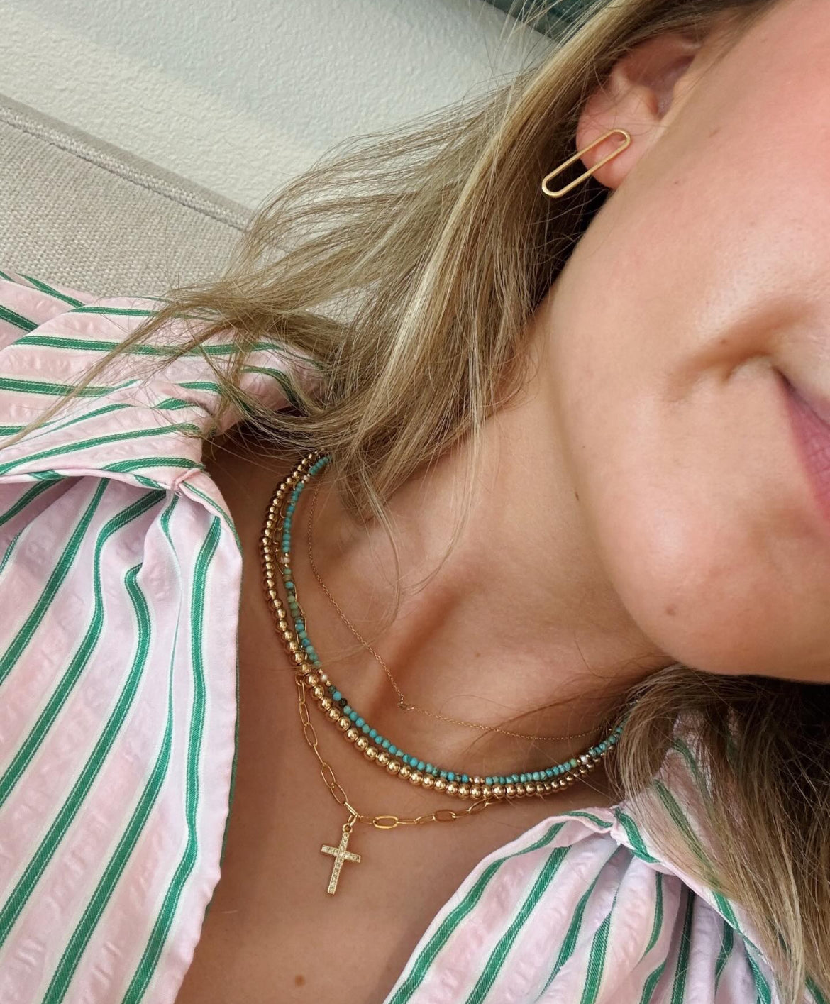 Pave Cross on Baby Paperclip