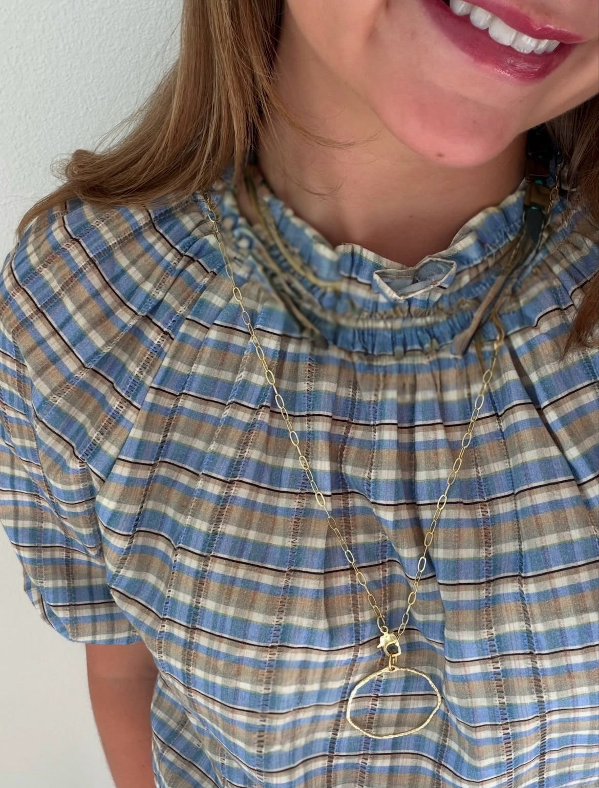 Hammered Gold Ring Paperclip Necklace