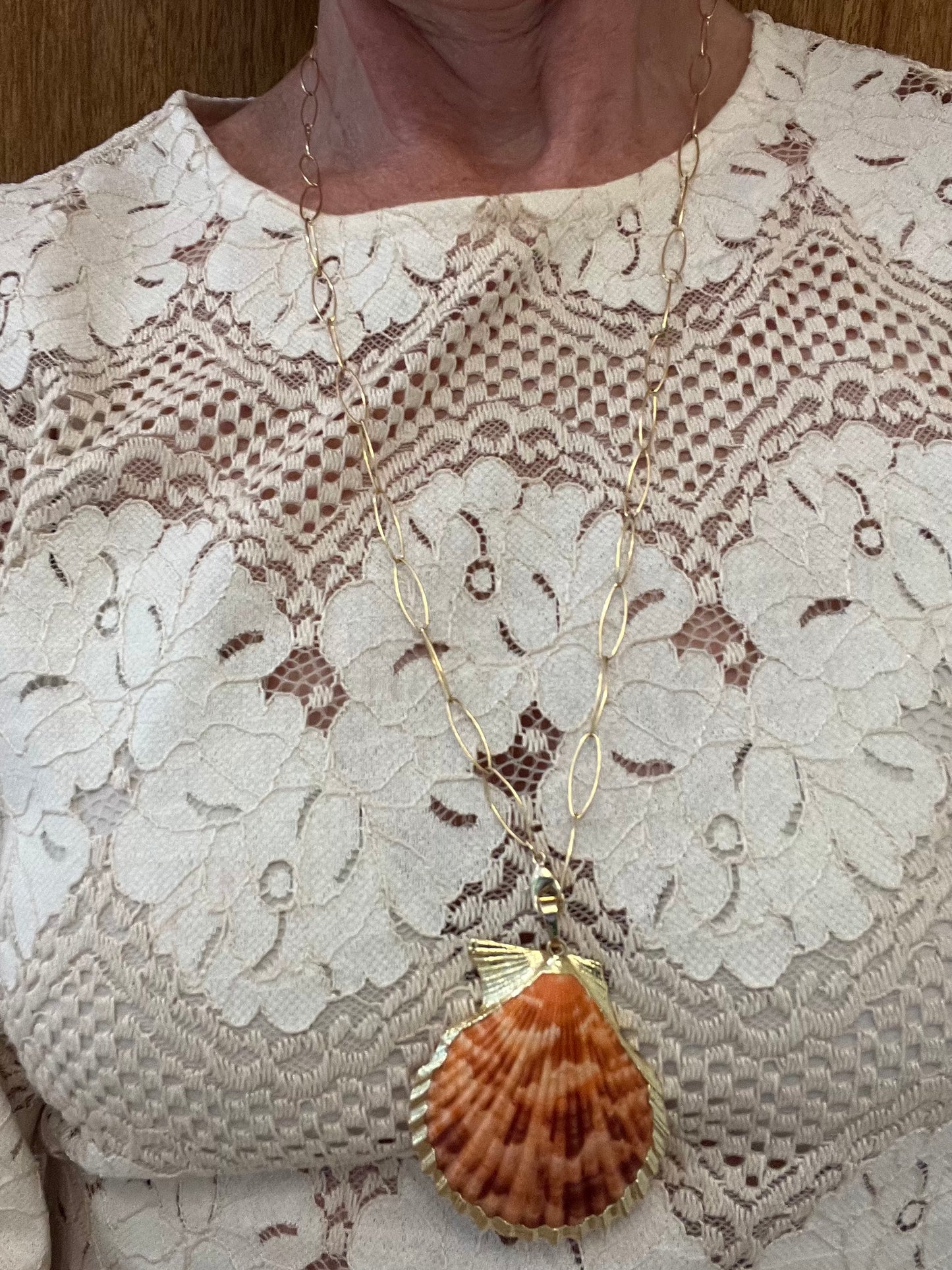 Fall Orange Shell Necklace