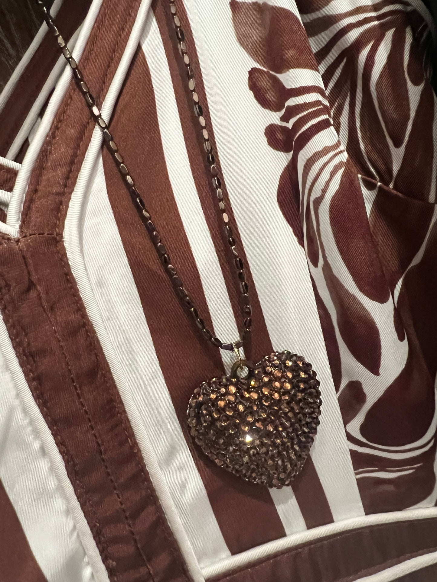 Puffy Gem Bronze Heart Necklace