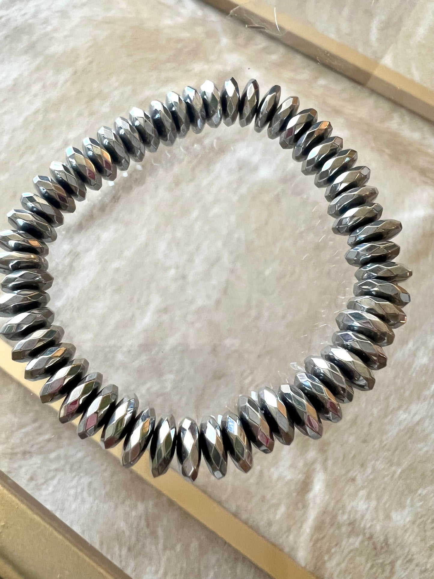 Hematite Rondel Bead Bracelet