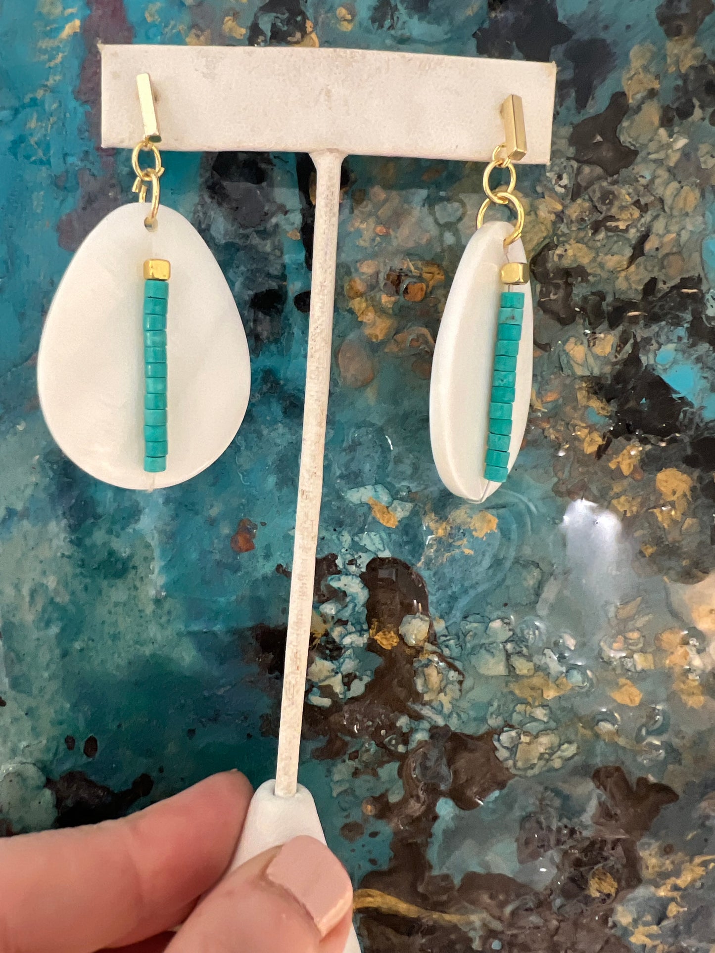Mother of Pearl Shell & Turquoise Earrings