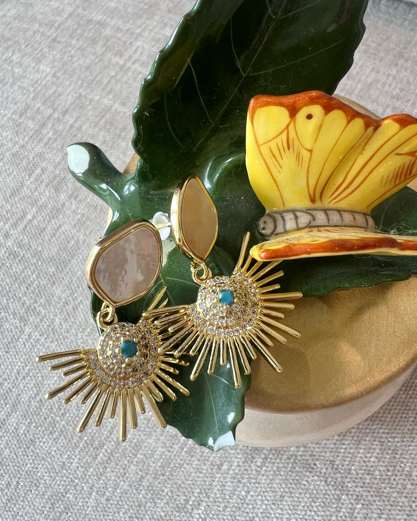 Turquoise Burst with Mother of Pearl Post earrings