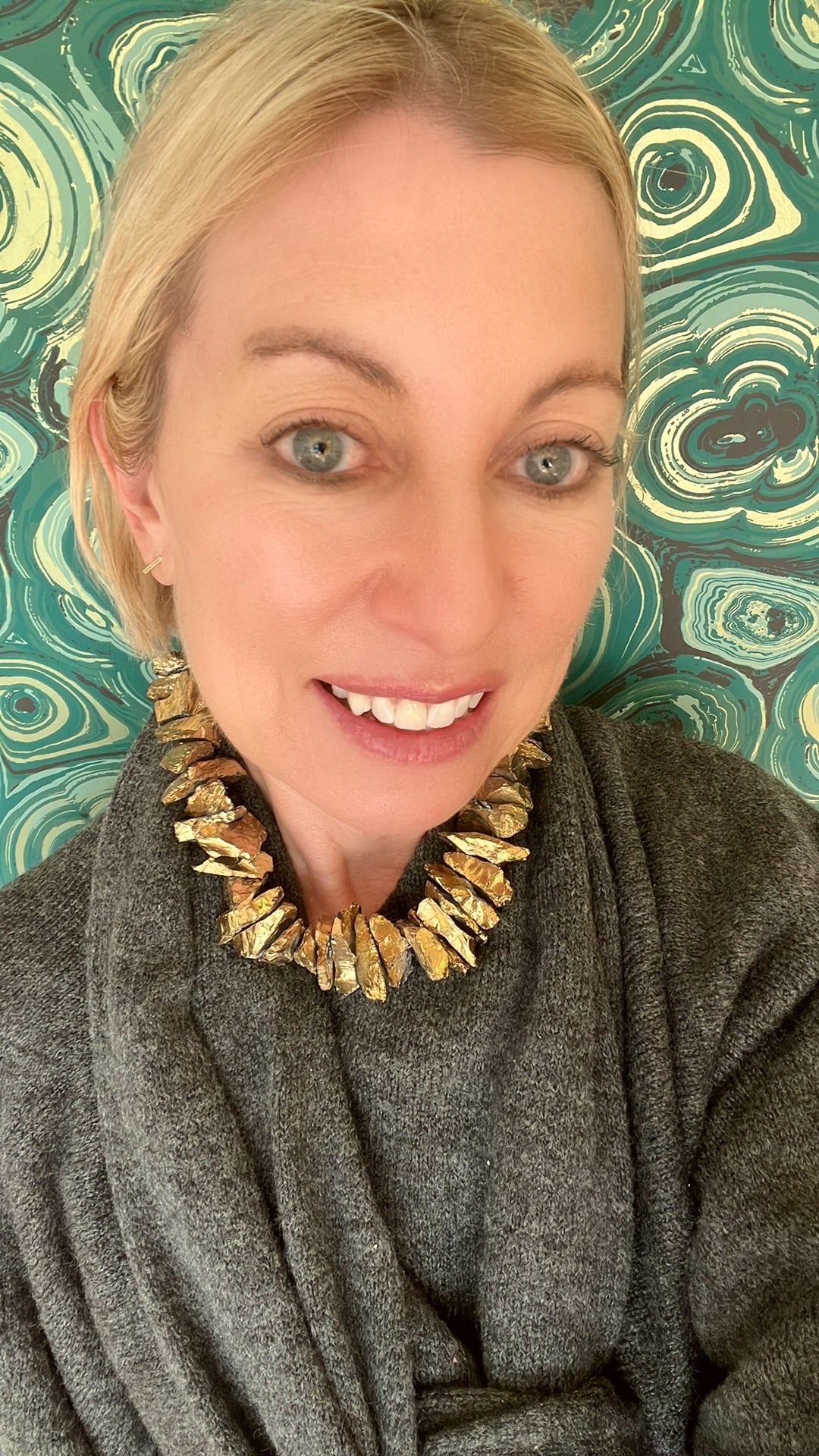Golden Druzy Nugget Statement Necklace