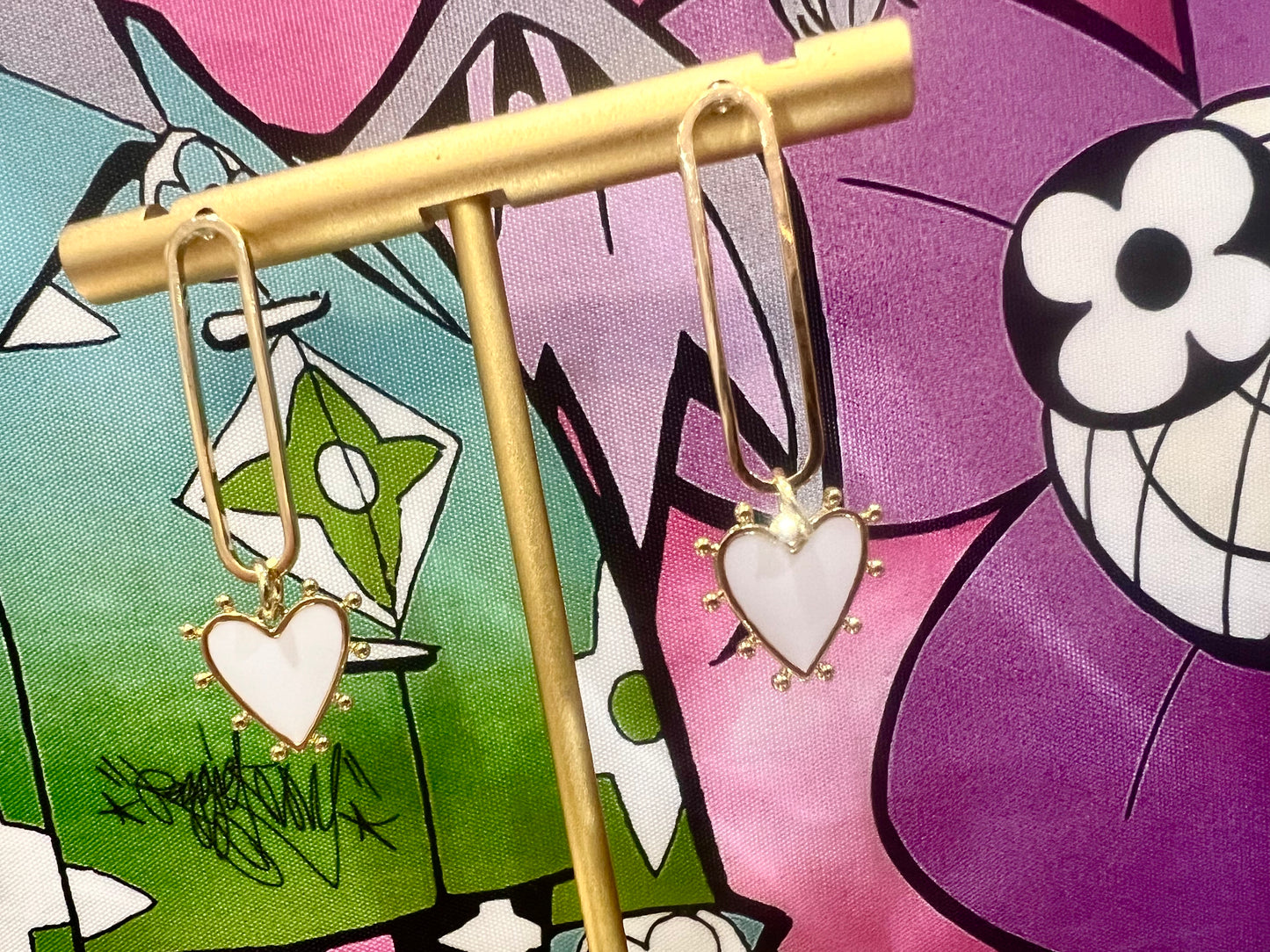 Spike Enamel Heart Earrings