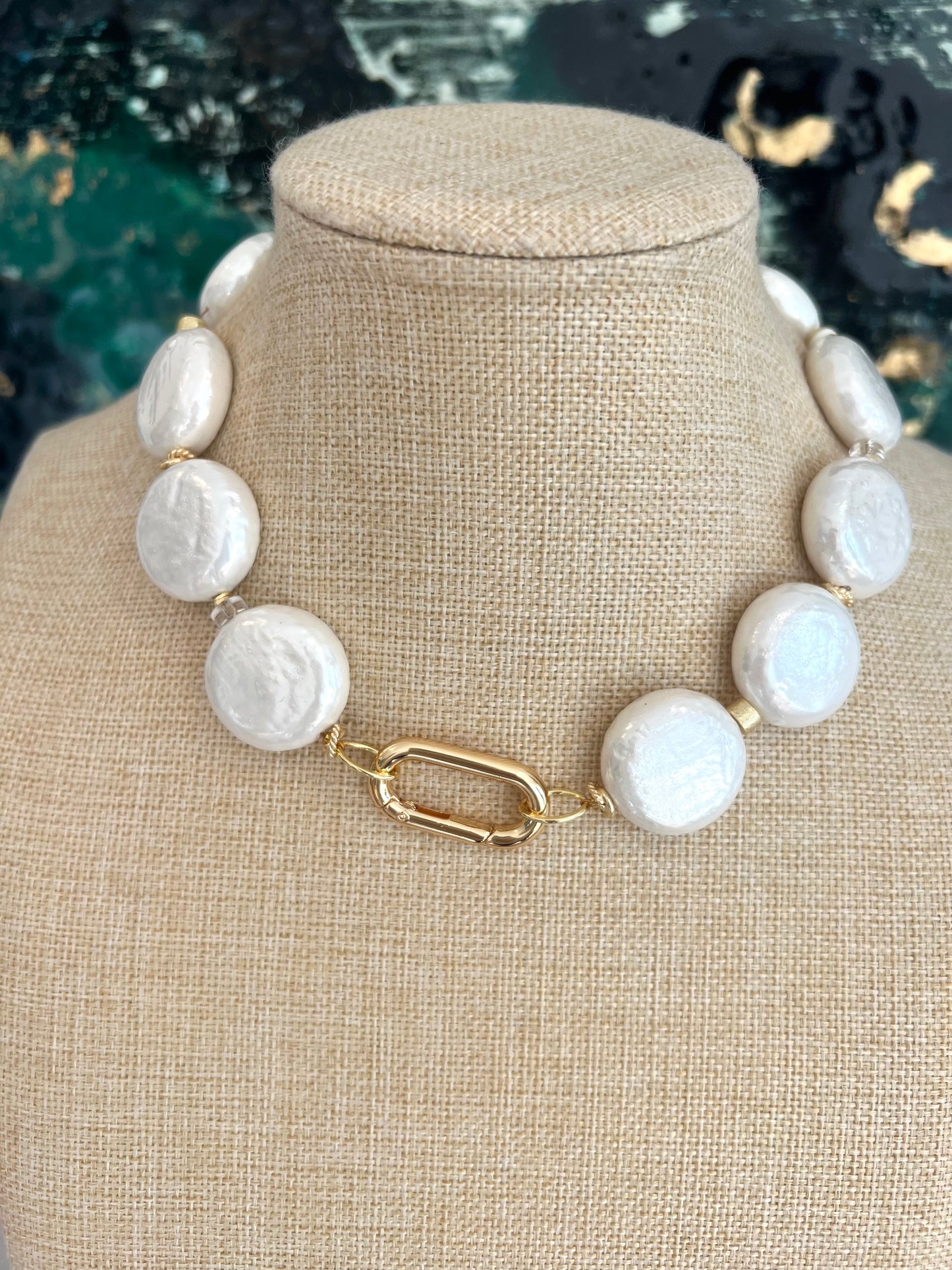 Oversized Coin Pearl Necklace