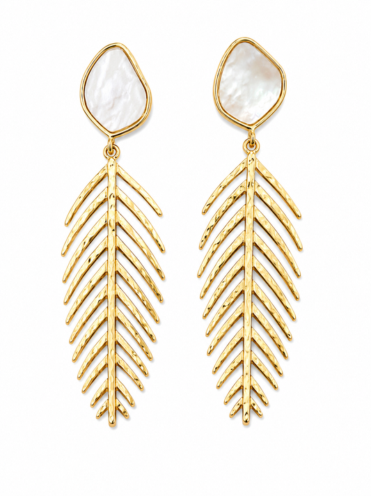 Gold Feather Earrings