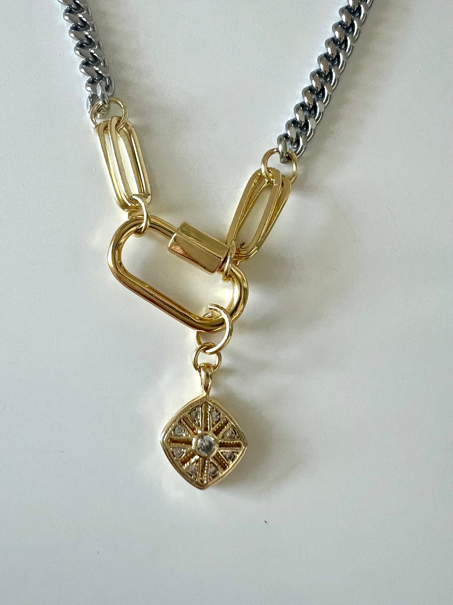 Mixed Metal Carabiner Necklace
