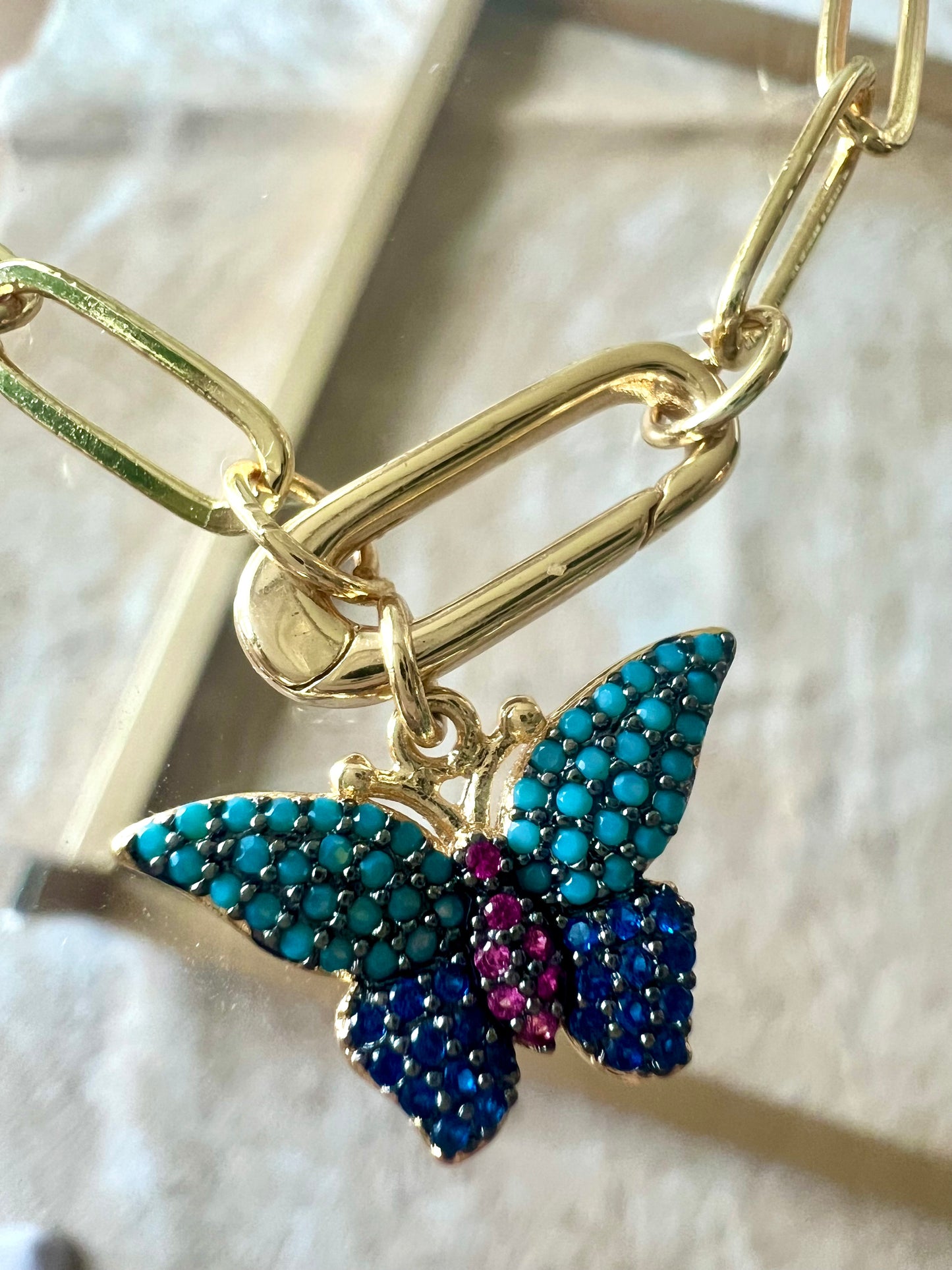 Pave Butterfly Charm Necklace