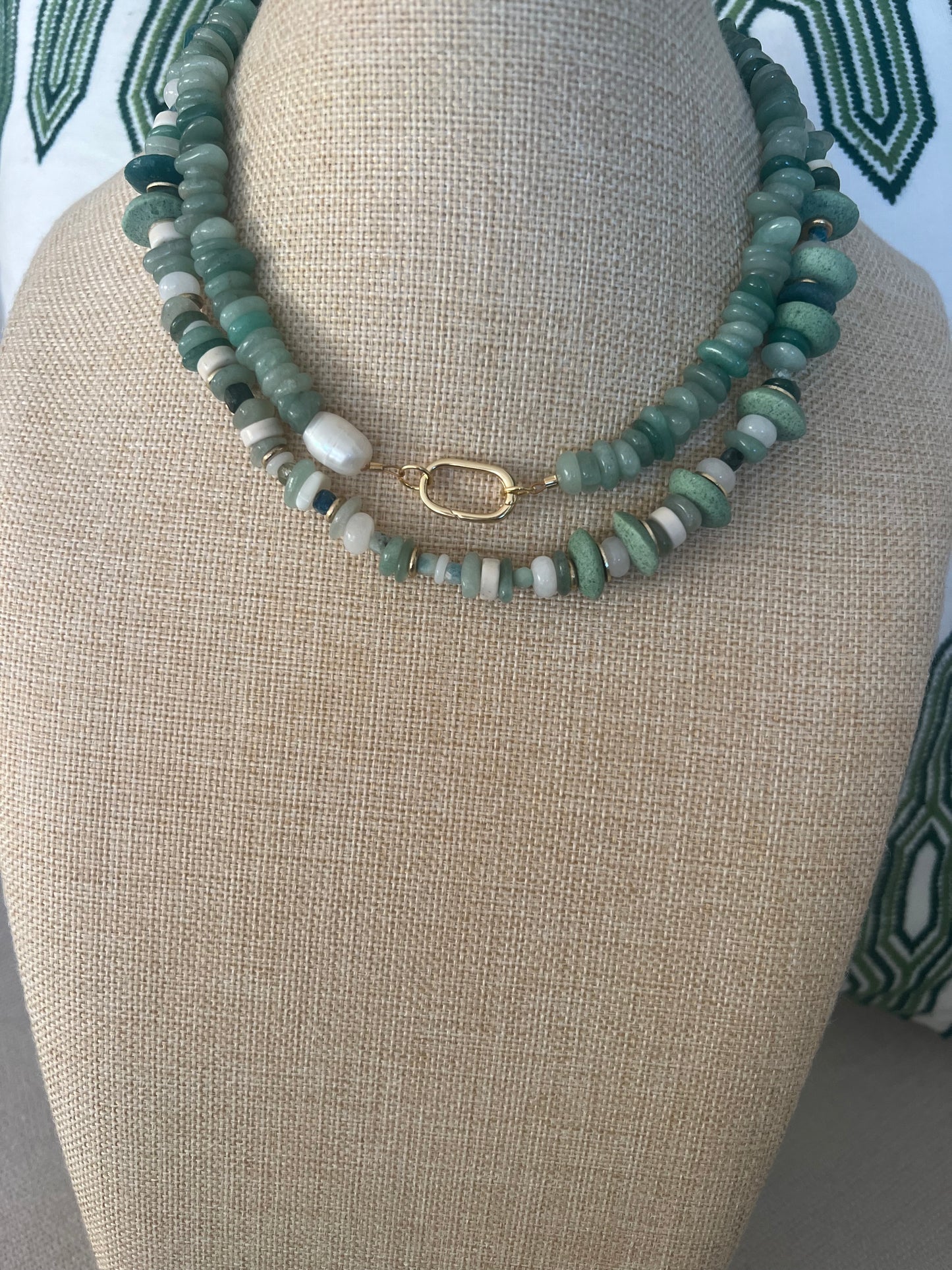 Green Aventurine Carabiner Necklace