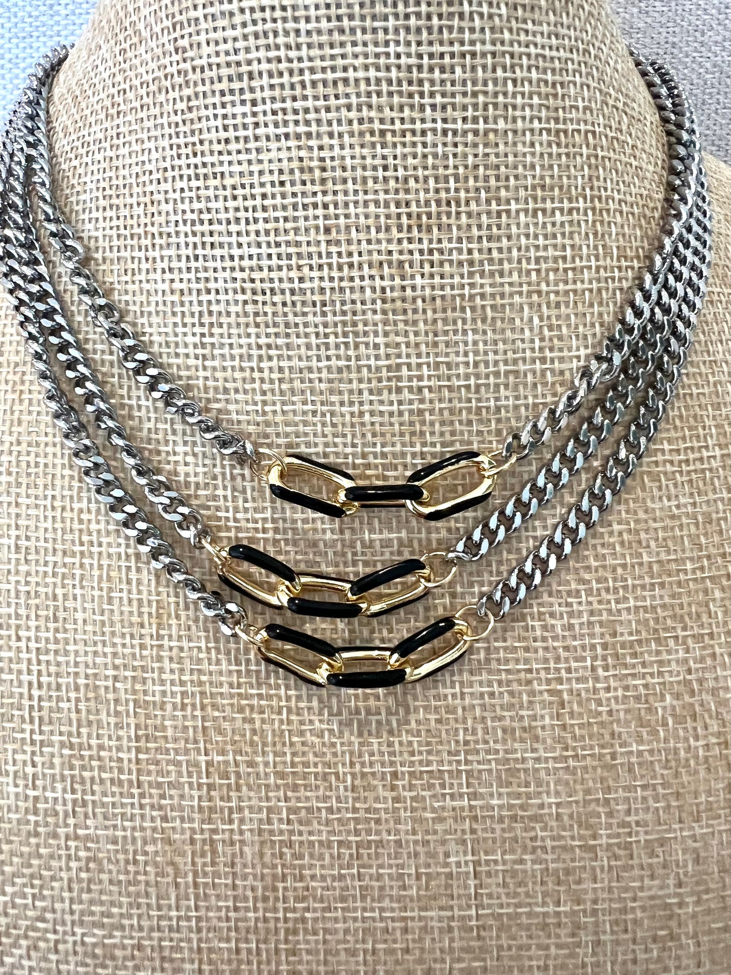 Mixed Metal Enamel Necklace