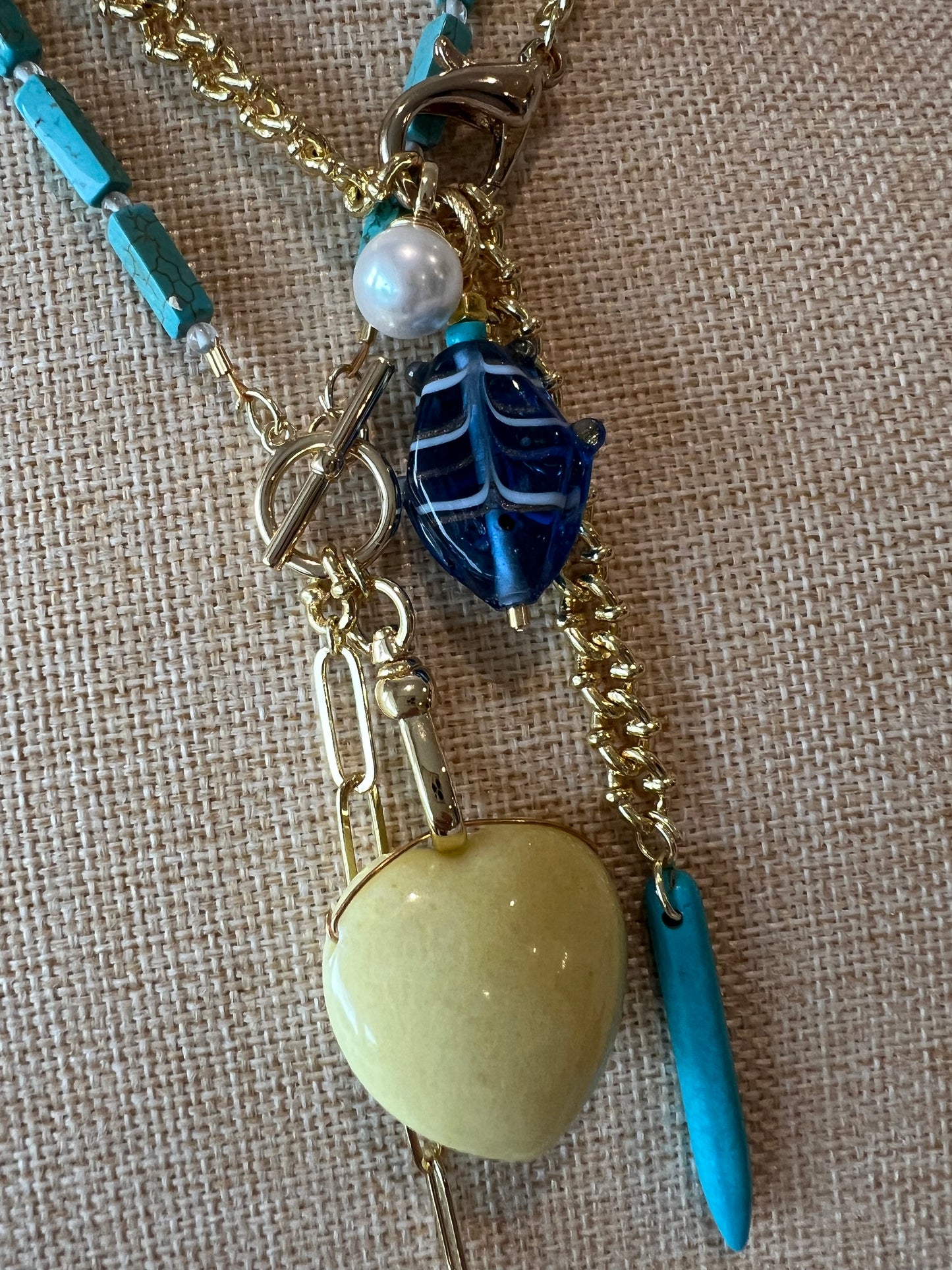 Magnesite Cube Bead Charm Necklace