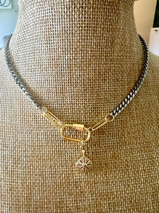 Mixed Metal Carabiner Necklace