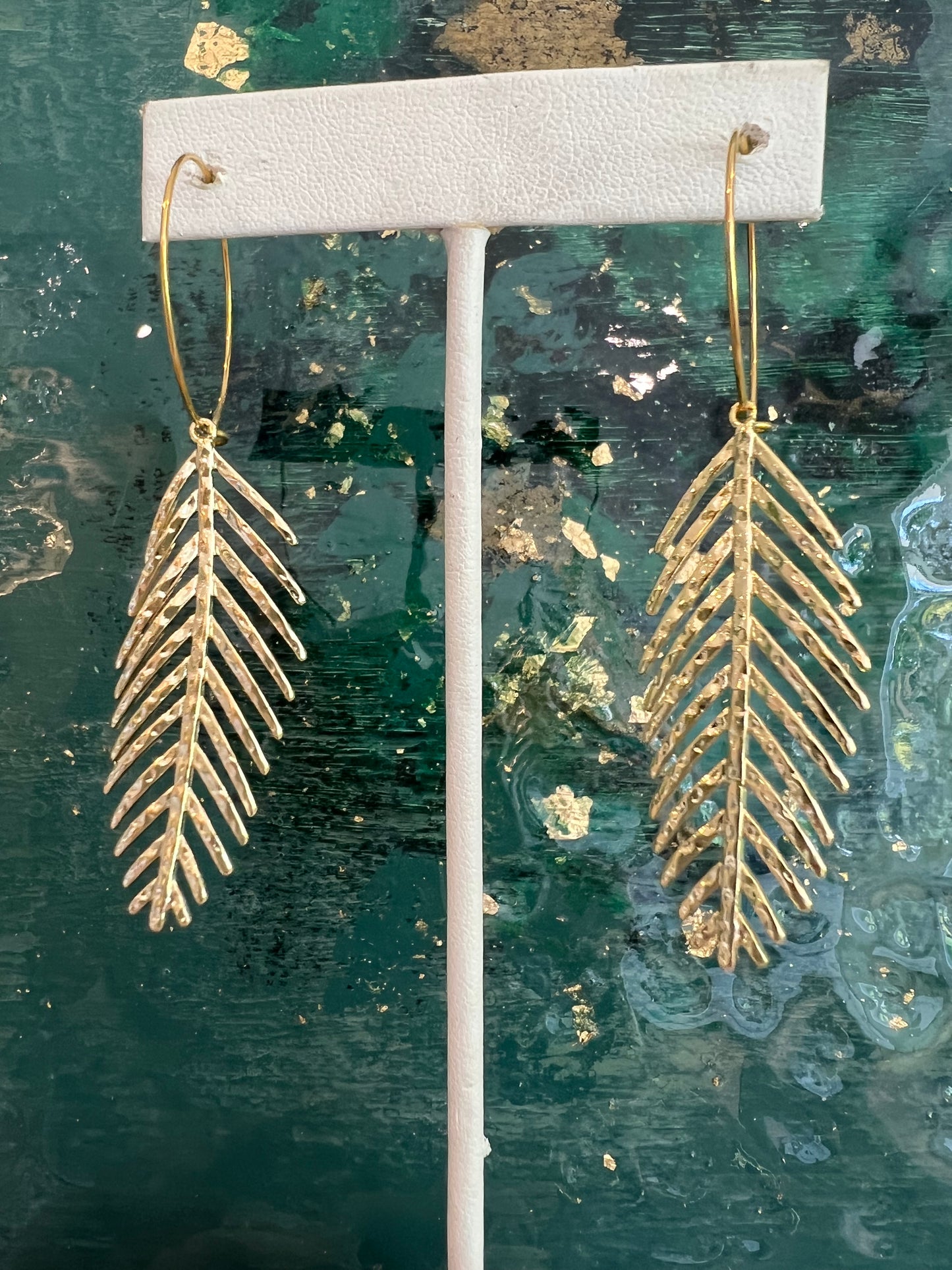 Gold Feather Earrings