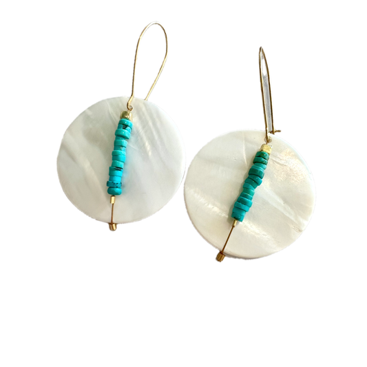Mother of Pearl Shell & Turquoise Earrings