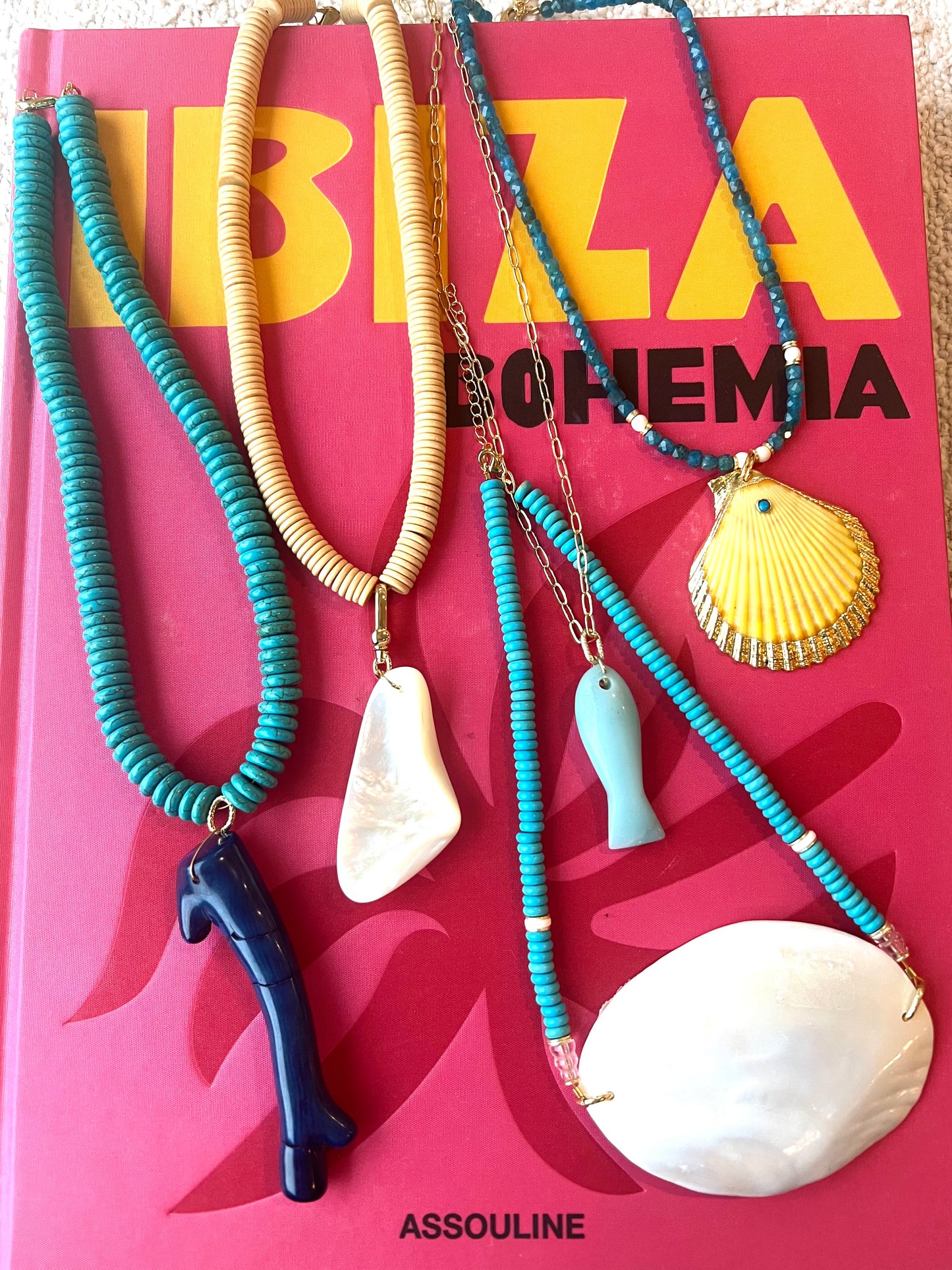 Gemstone Fish Pendant on Paperclip Chain