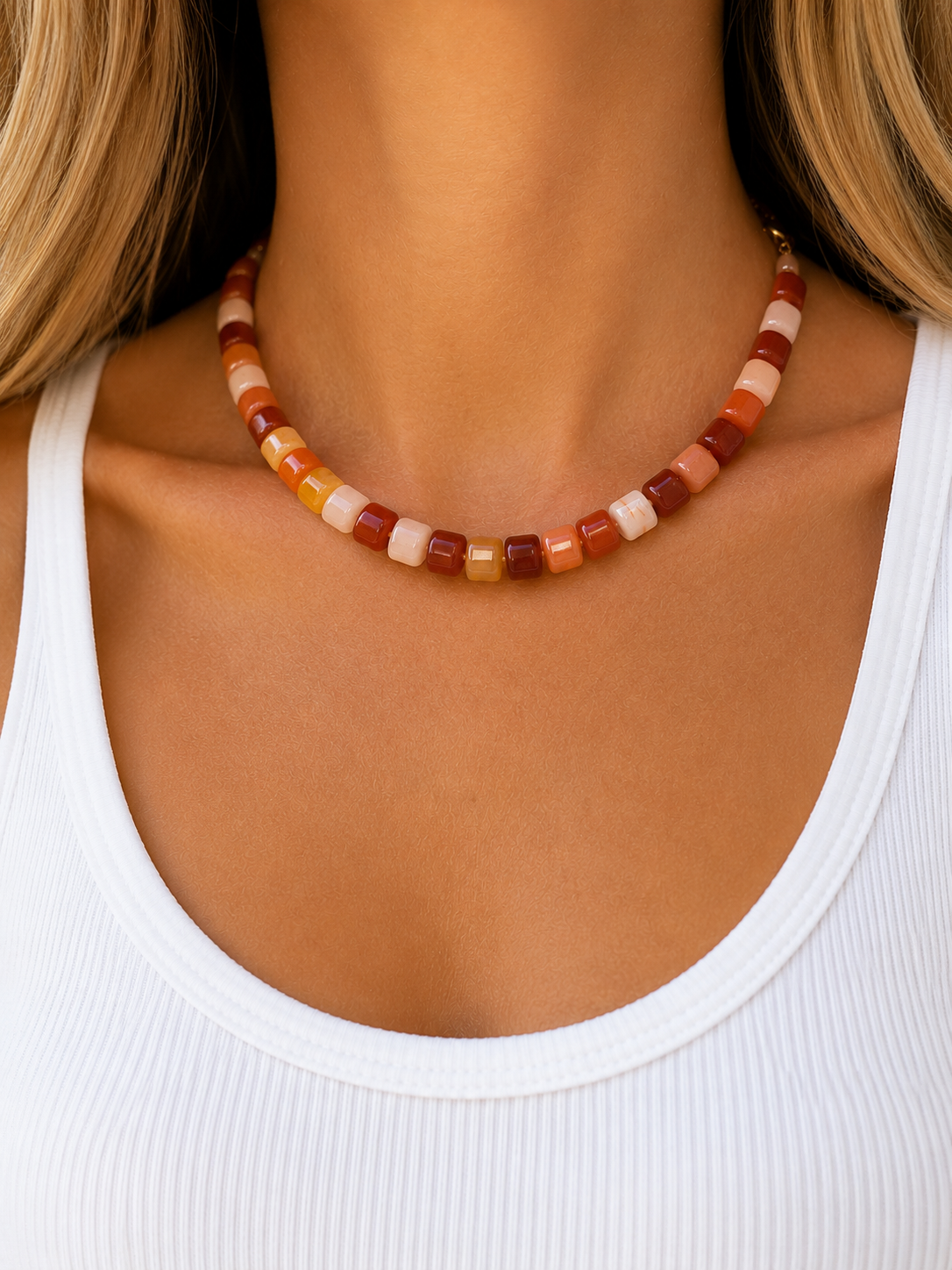 Rojo Agate Bead Necklace