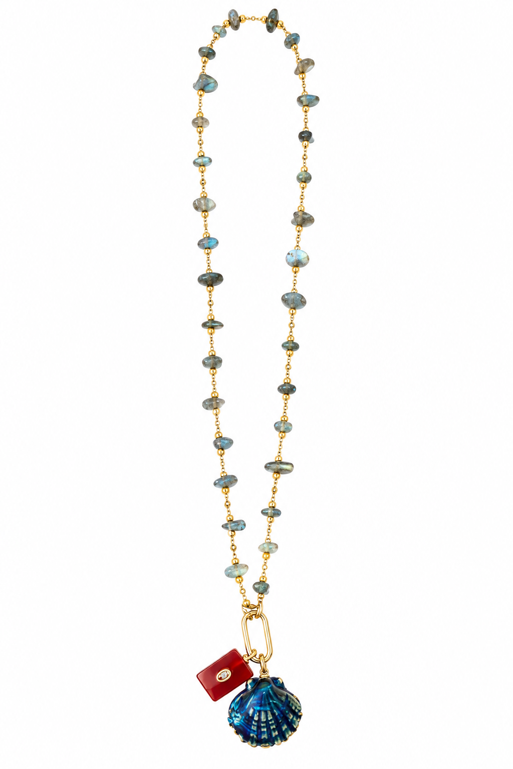 Labradorite Chip Necklace With Charms