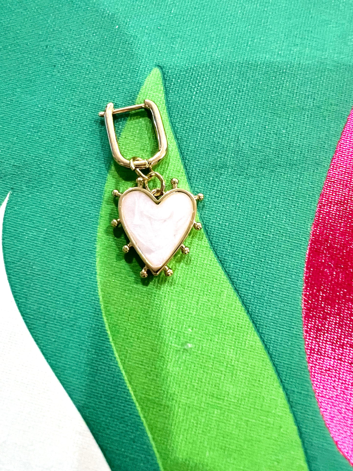 Mother of Pearl Spike Heart Charm