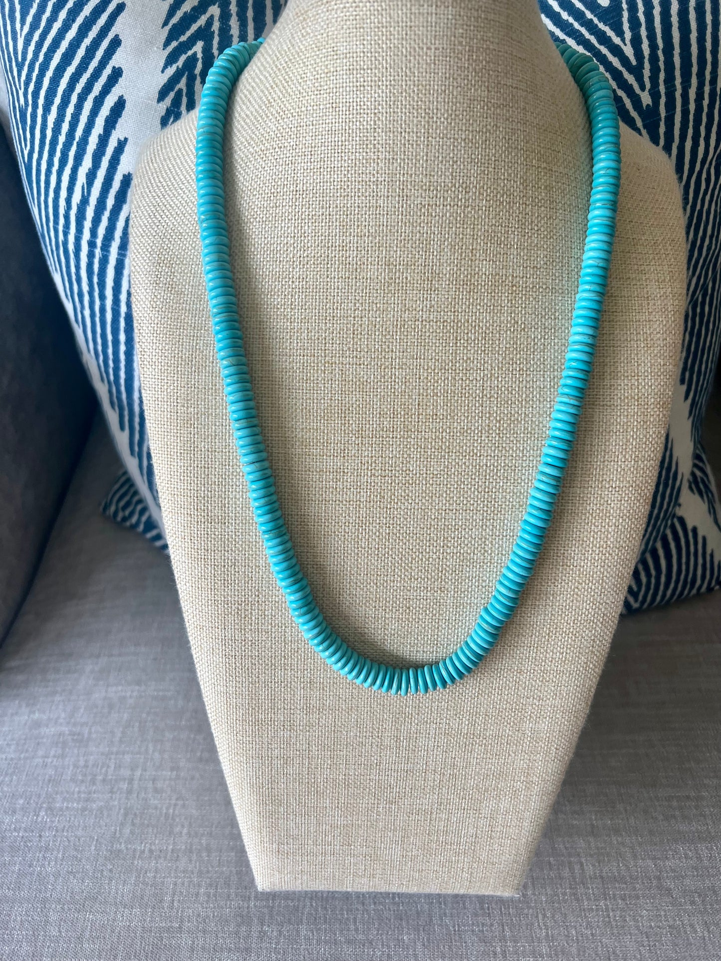 Long Turquoise Disk Necklace