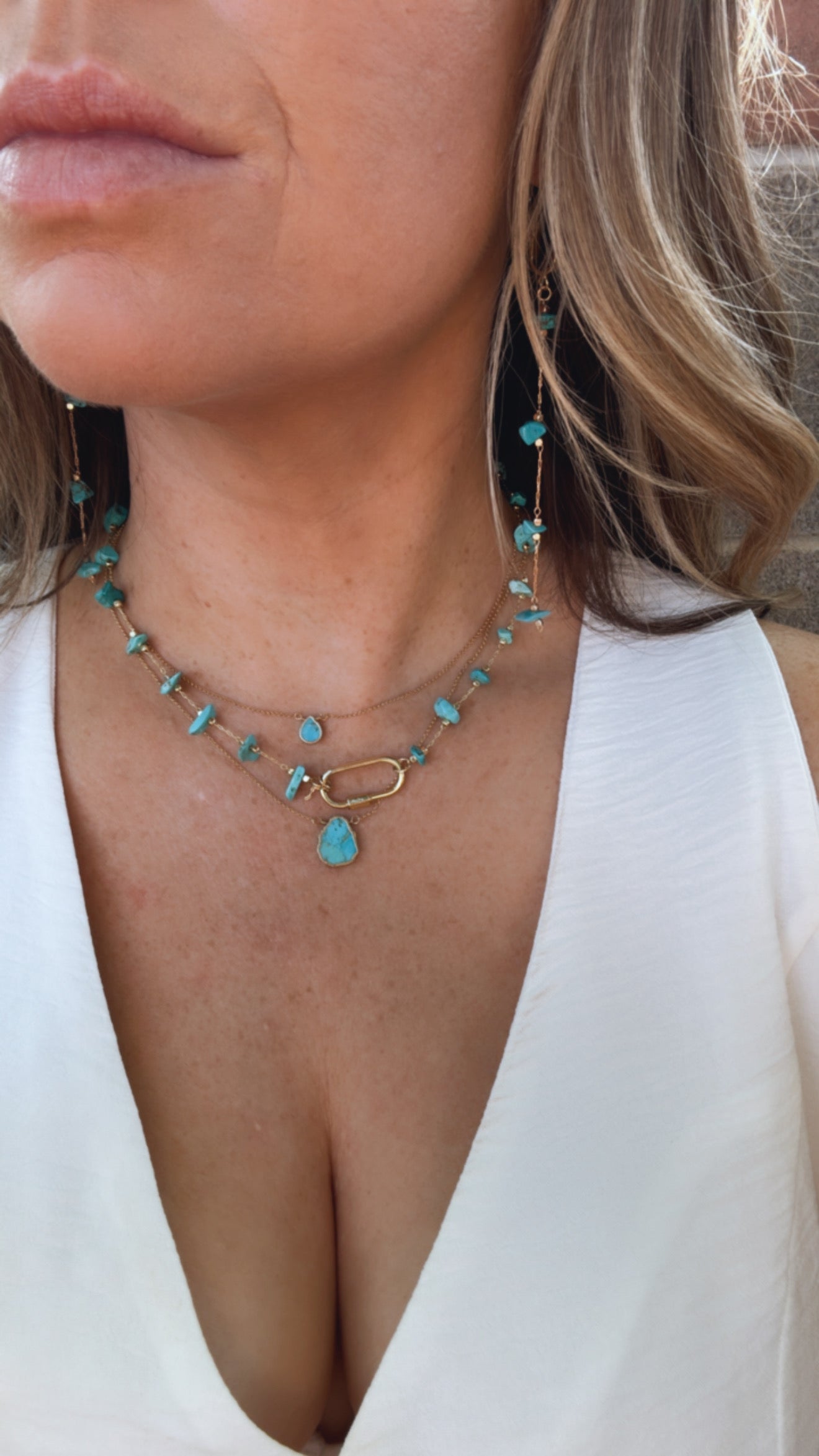 Turquoise Bead Chain Y Necklace