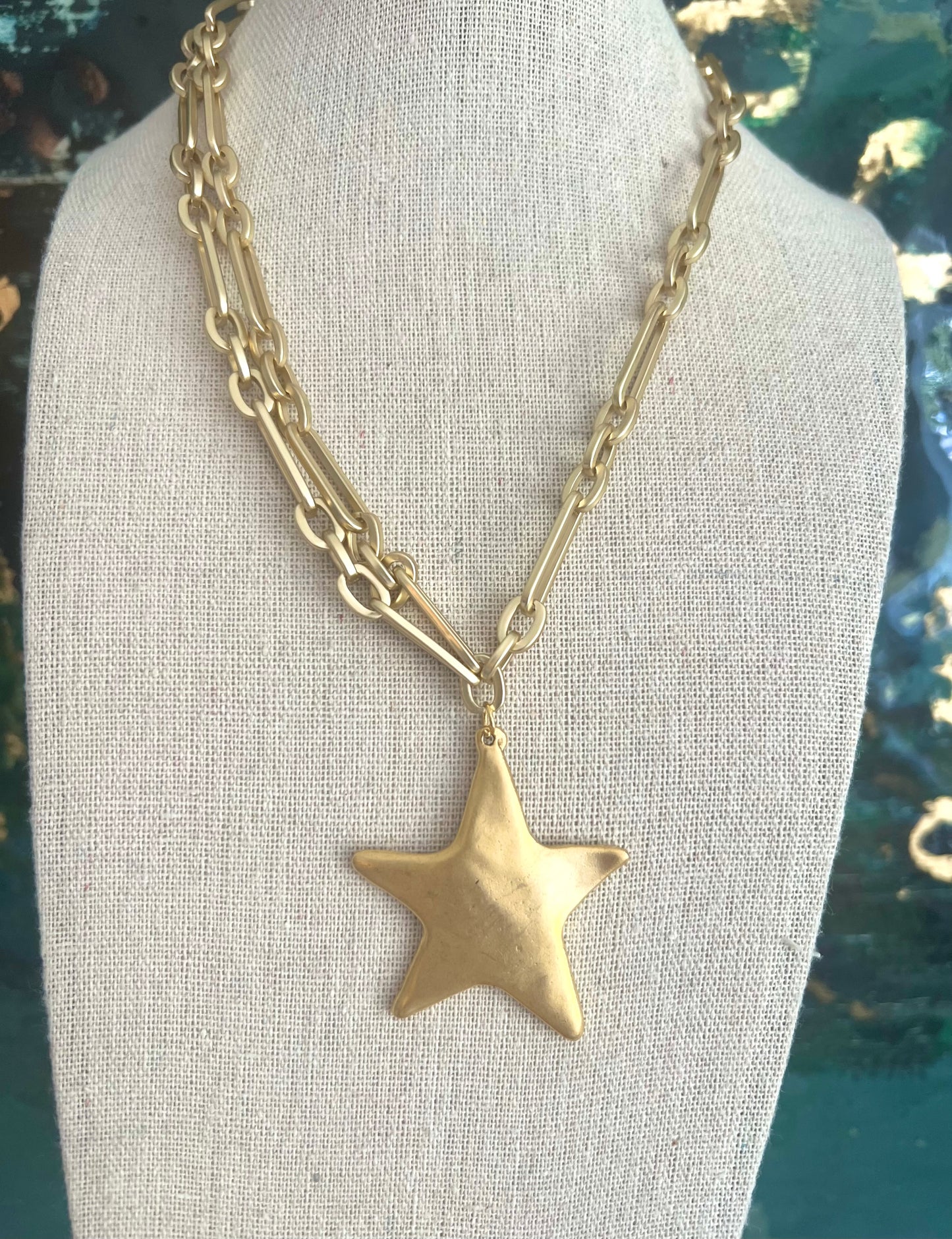Matte Gold Star Necklace