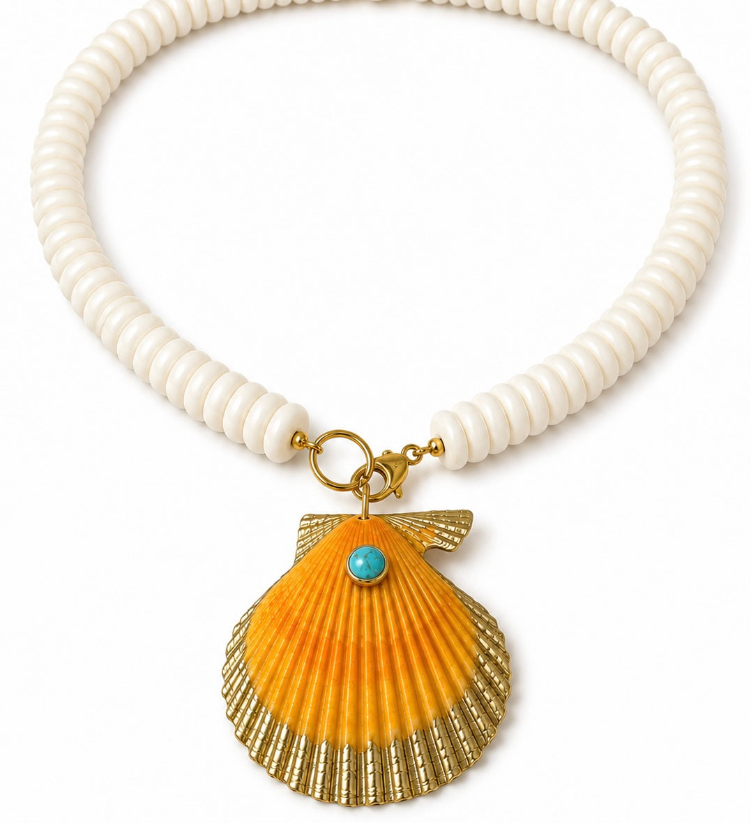 White Bead Orange Shell