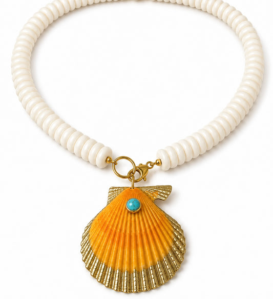 White Bead Orange Shell