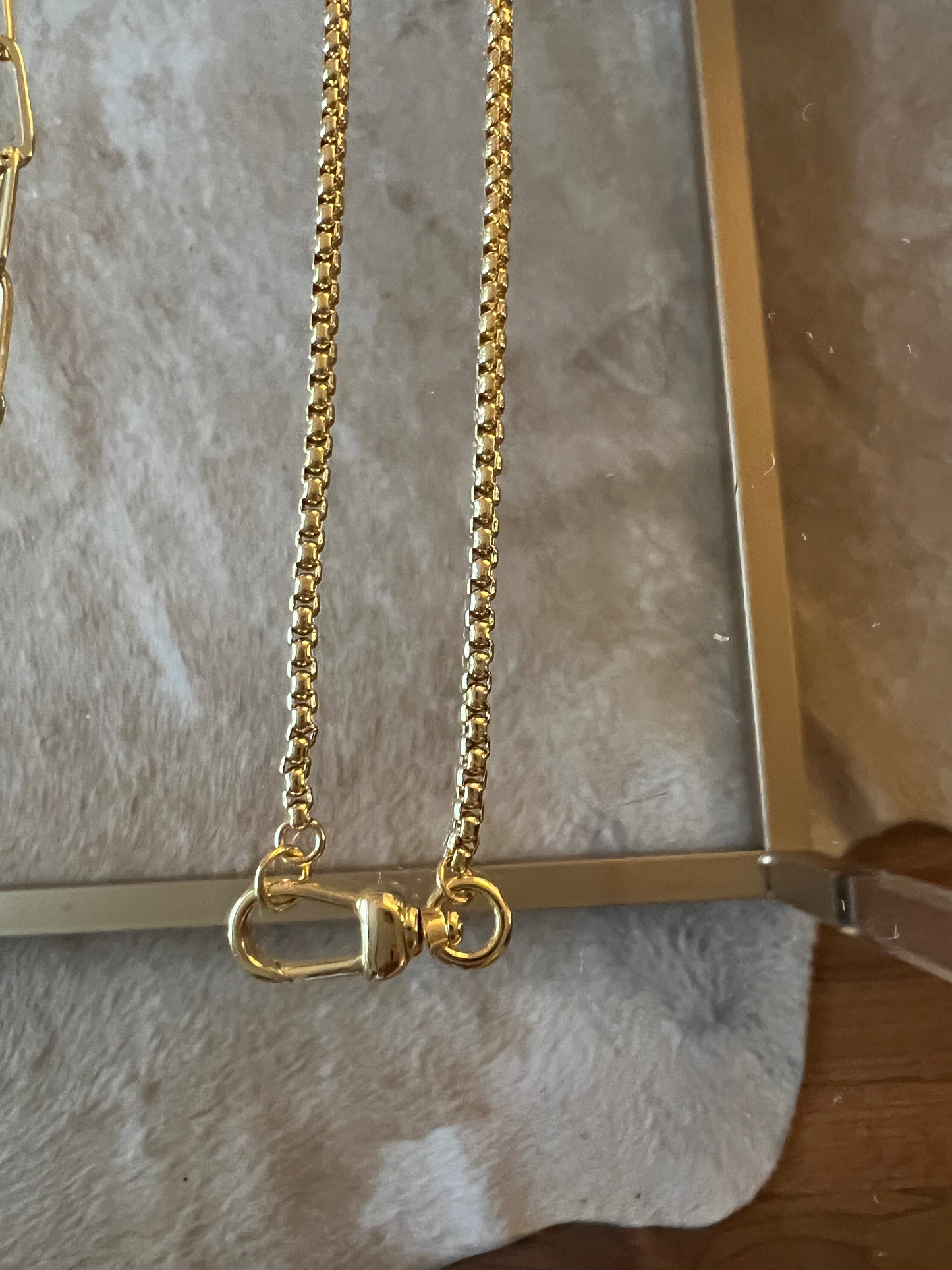 Gold Box Chain Carabiner Clasp