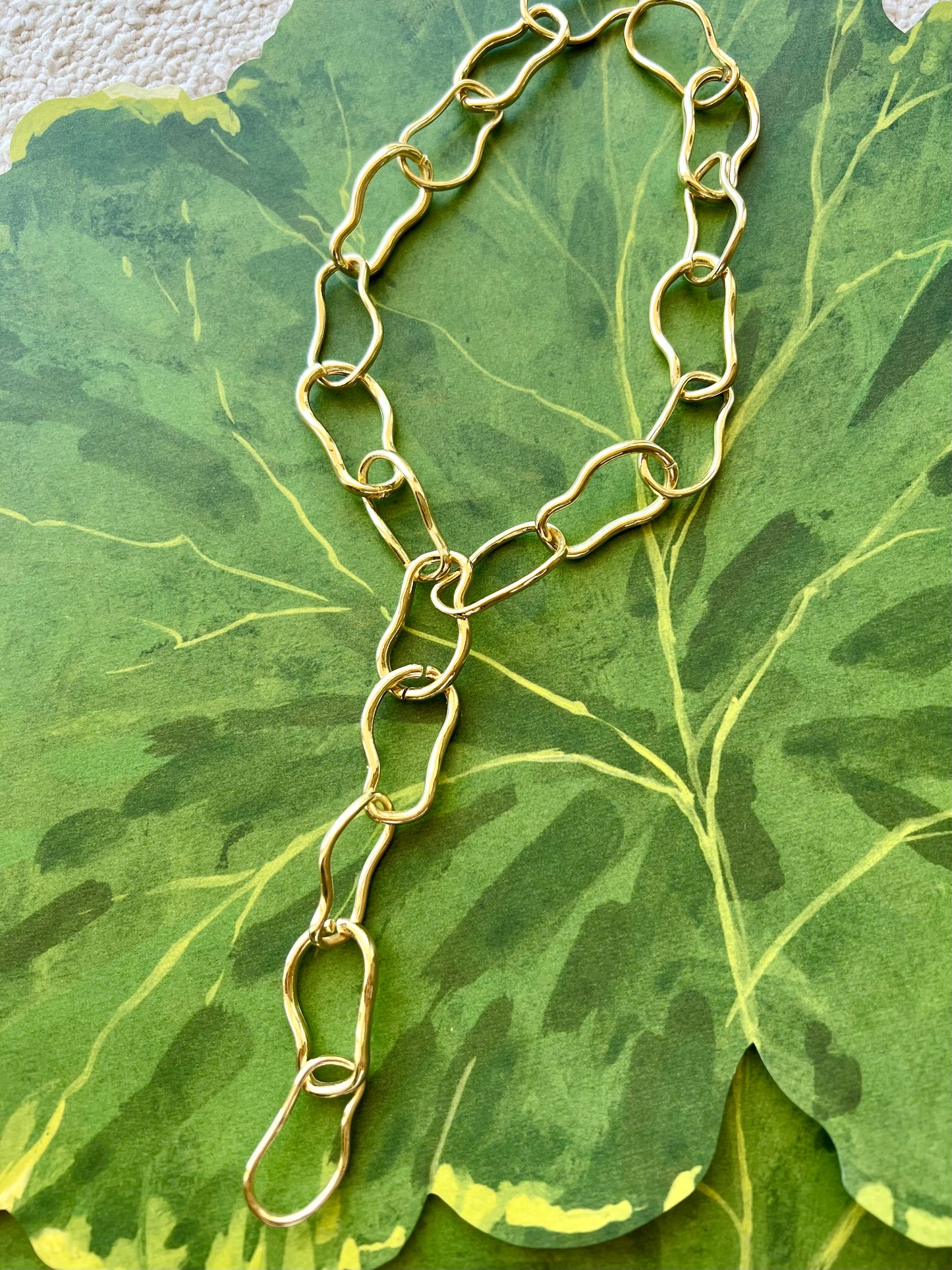 Gold Large Link Chain Y Necklace