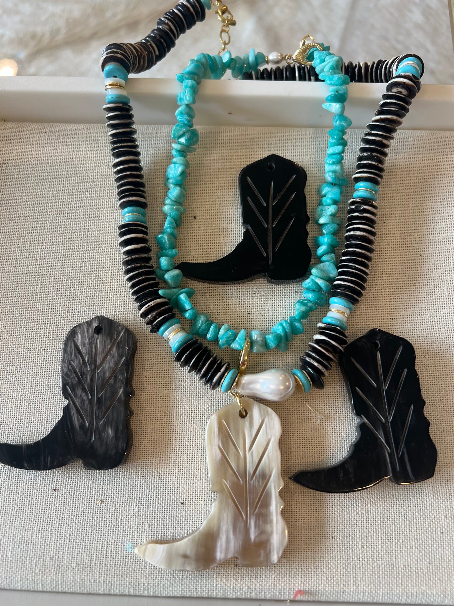 Amazonite Chip Necklace with Boot