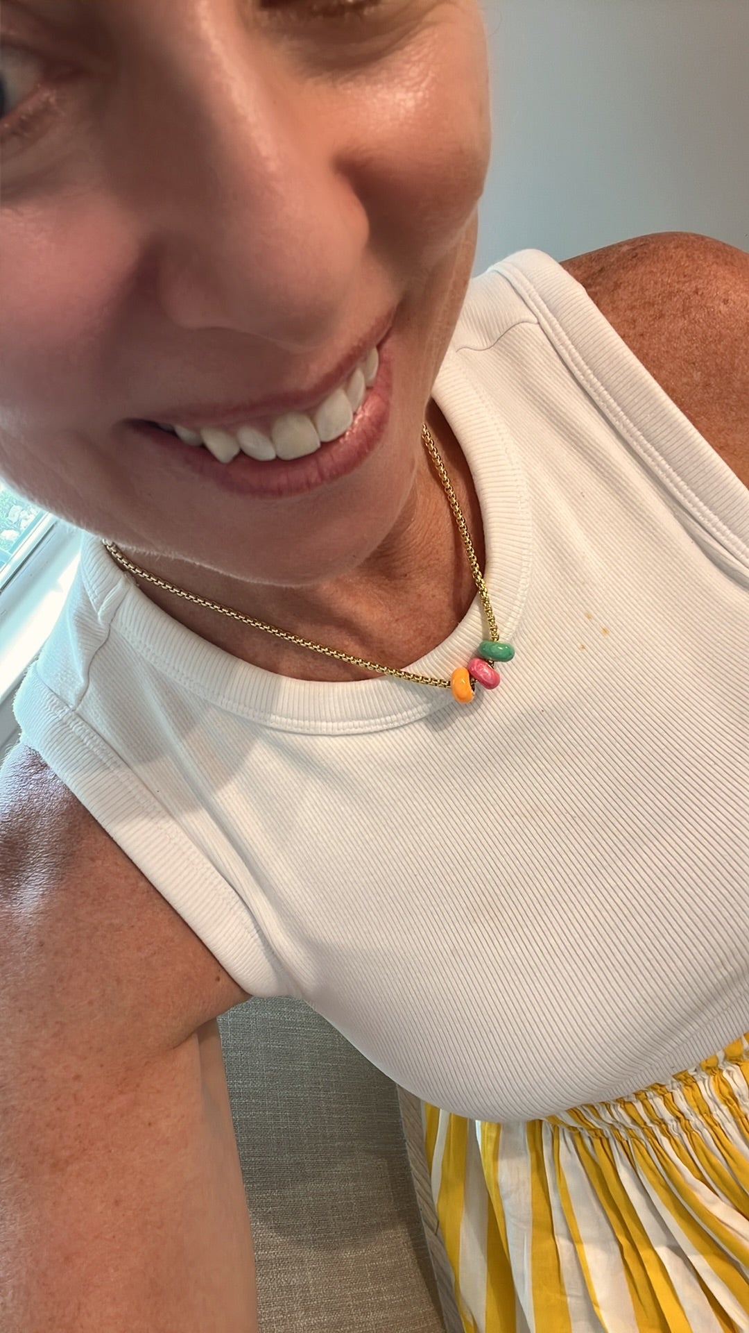 Gold Chain with Enamel Rings