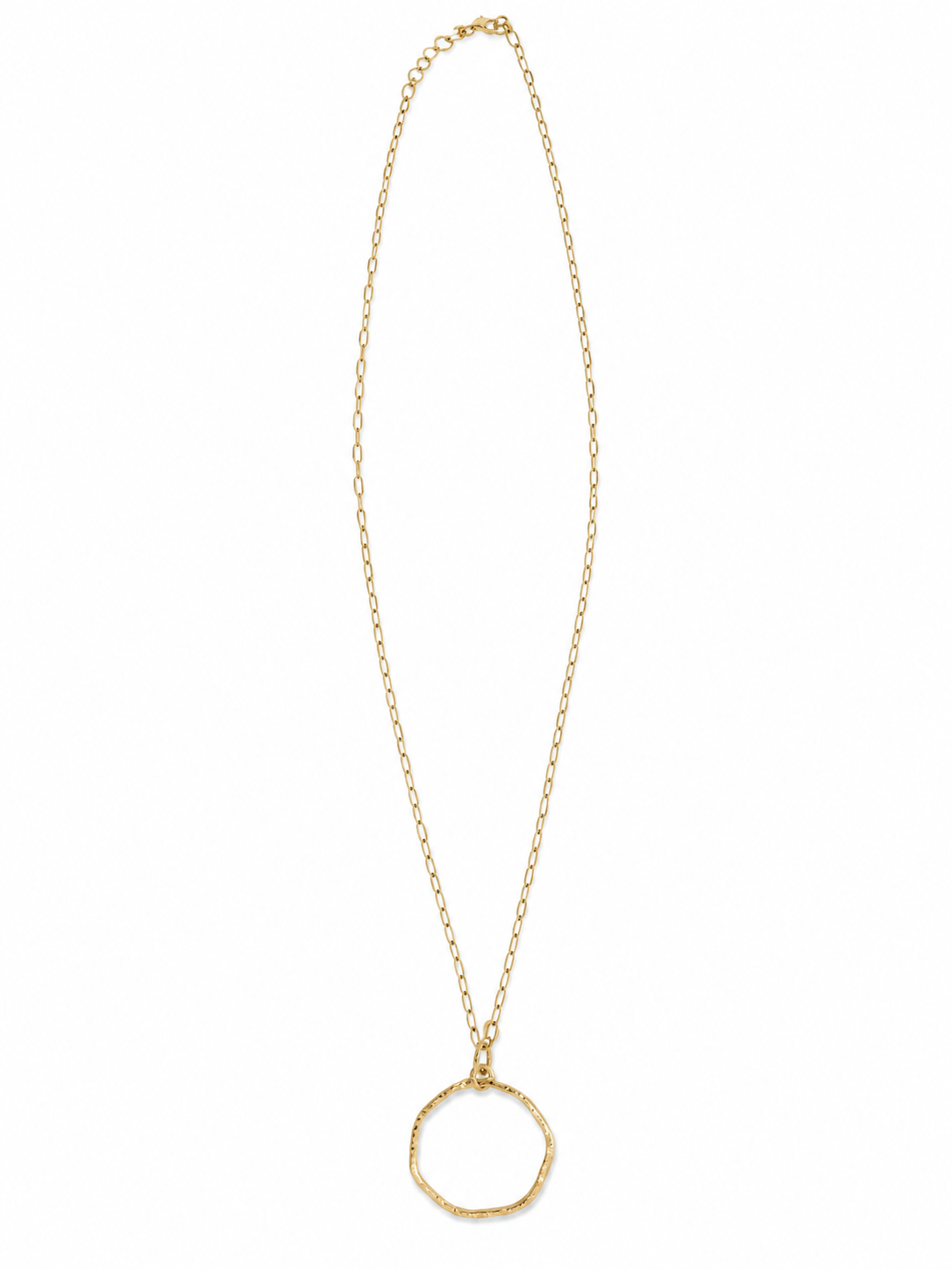 Hammered Gold Ring Paperclip Necklace